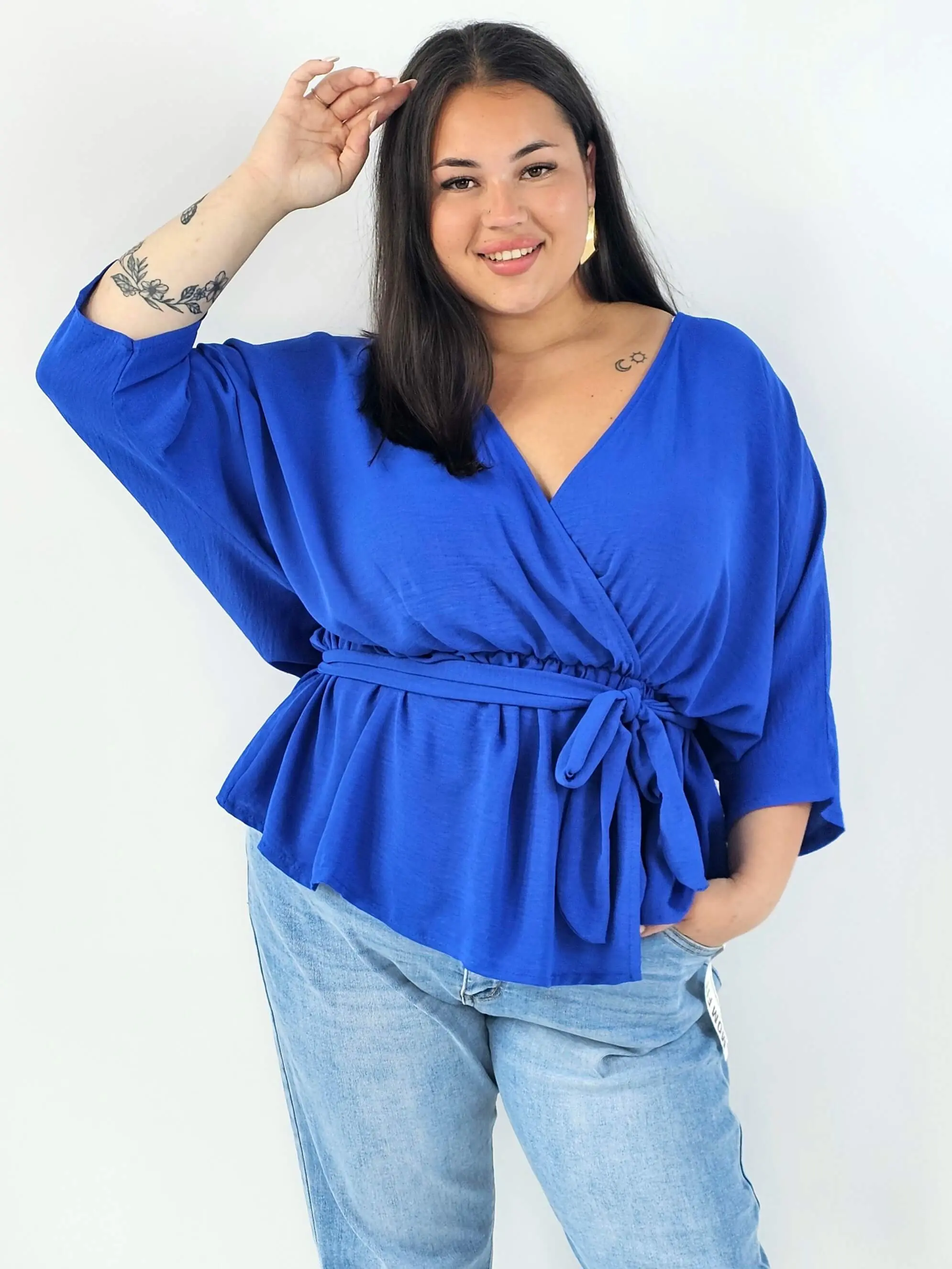 Bluzka damska plus size elagancka XXL z wiązaniem