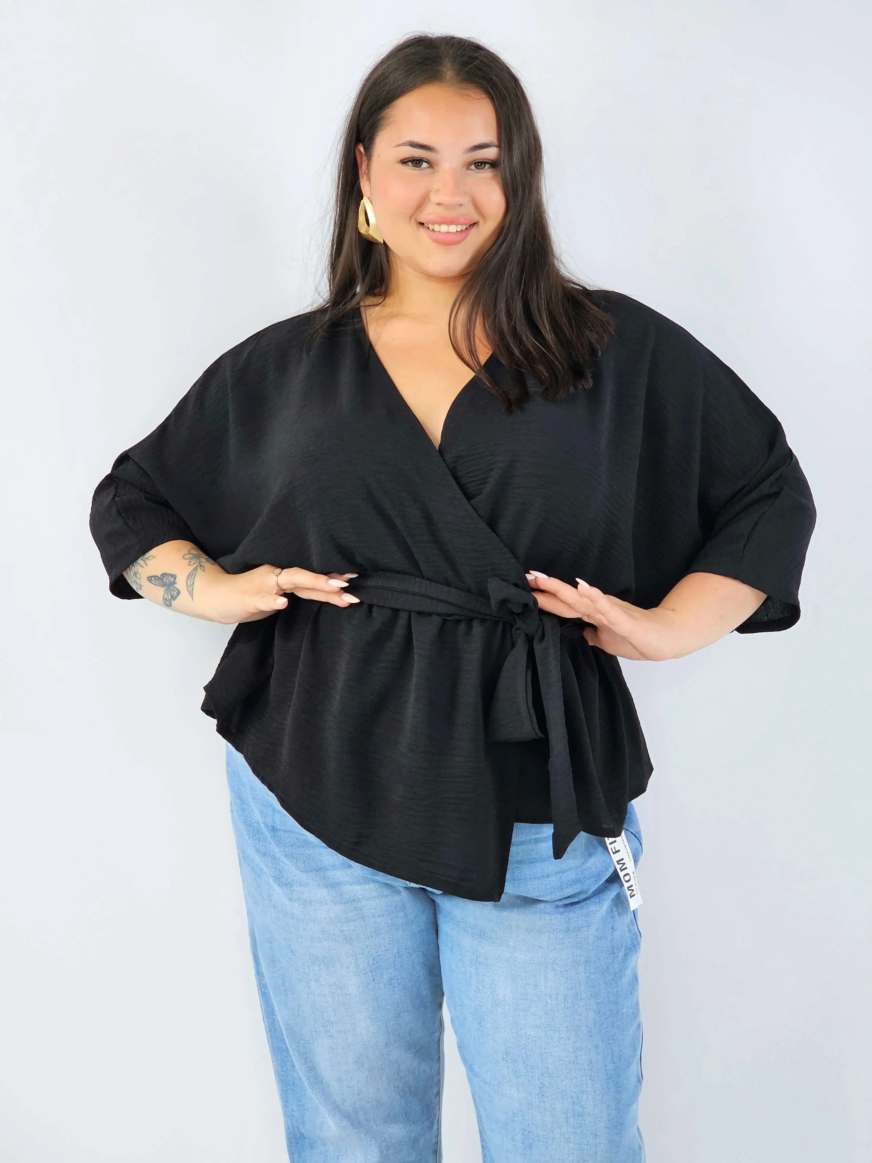Bluzka damska plus size elagancka XXL z wiązaniem - Image 11