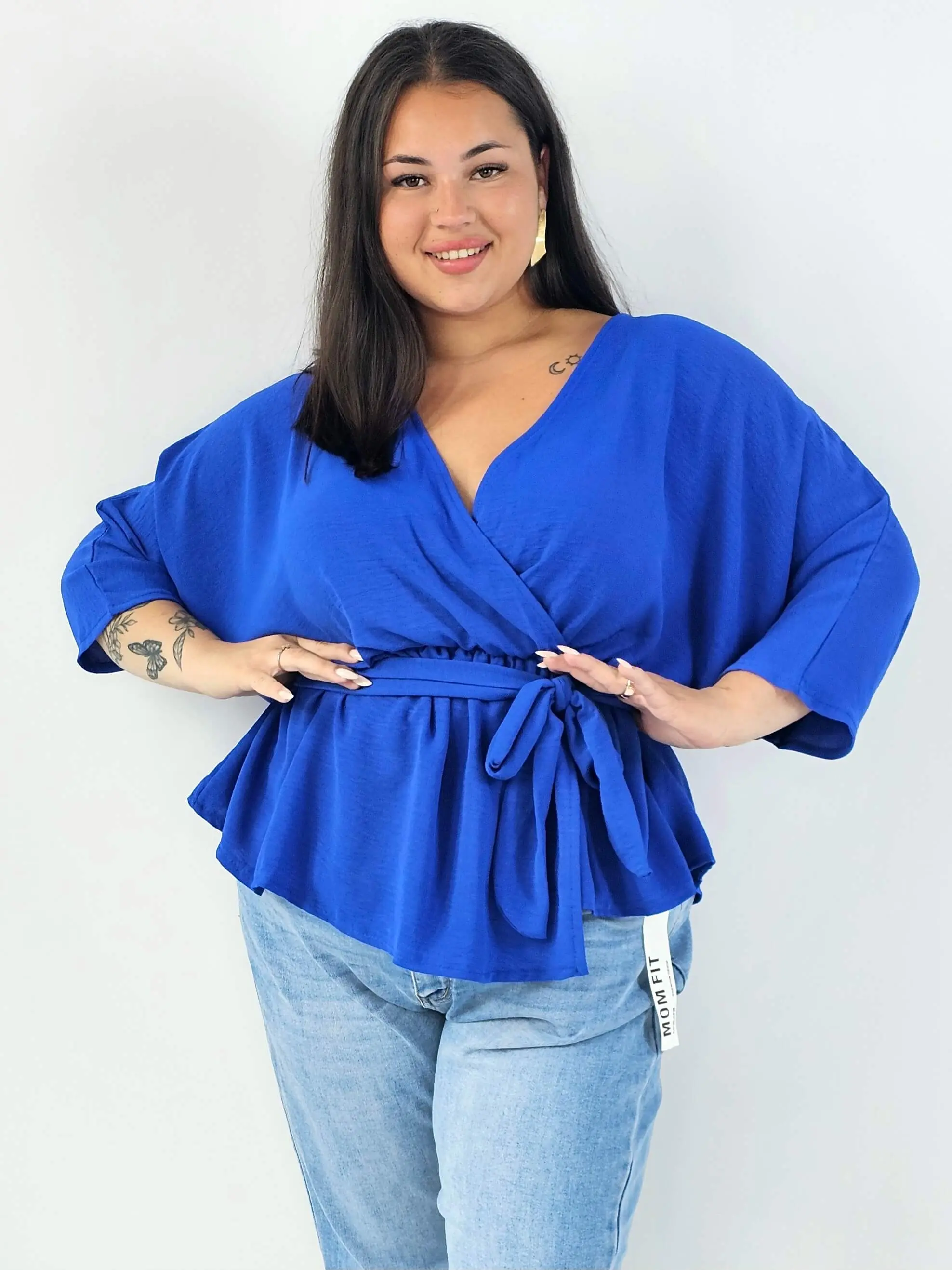 Bluzka damska plus size elagancka XXL z wiązaniem - Image 12