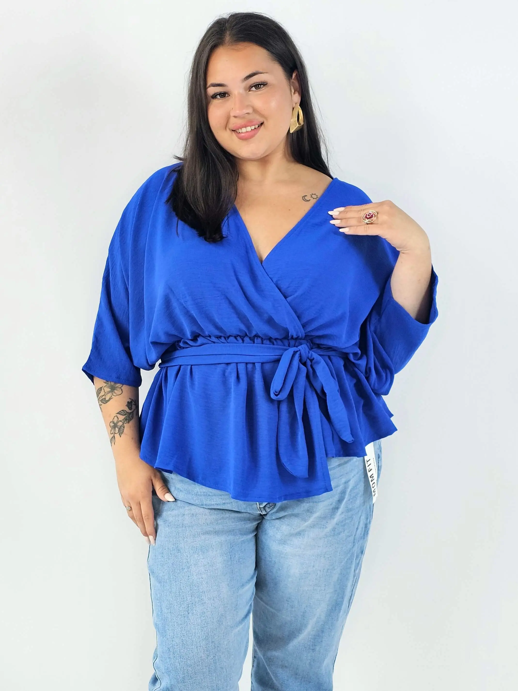 Bluzka damska plus size elagancka XXL z wiązaniem - Image 13