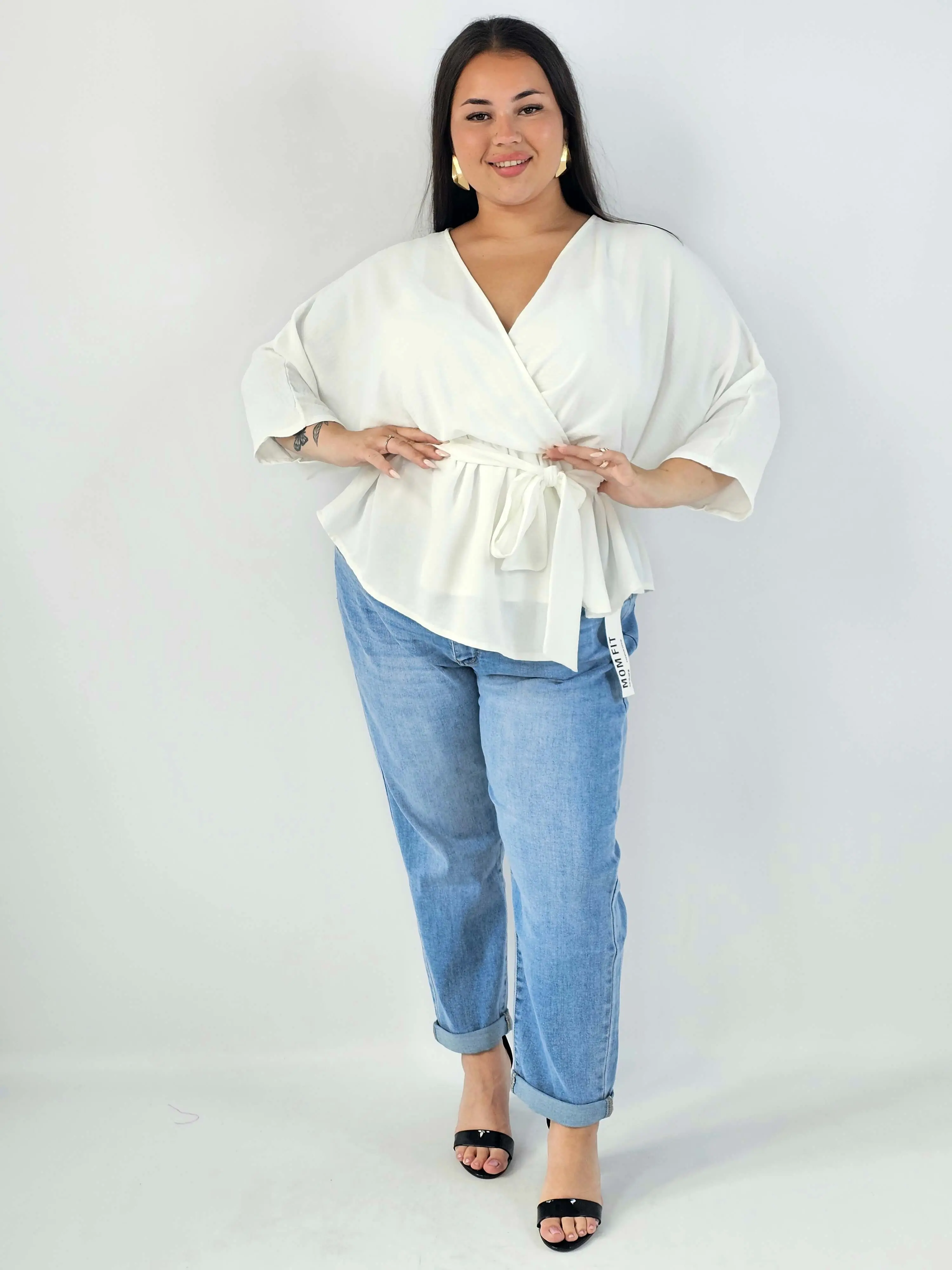 Bluzka damska plus size elagancka XXL z wiązaniem - Image 14