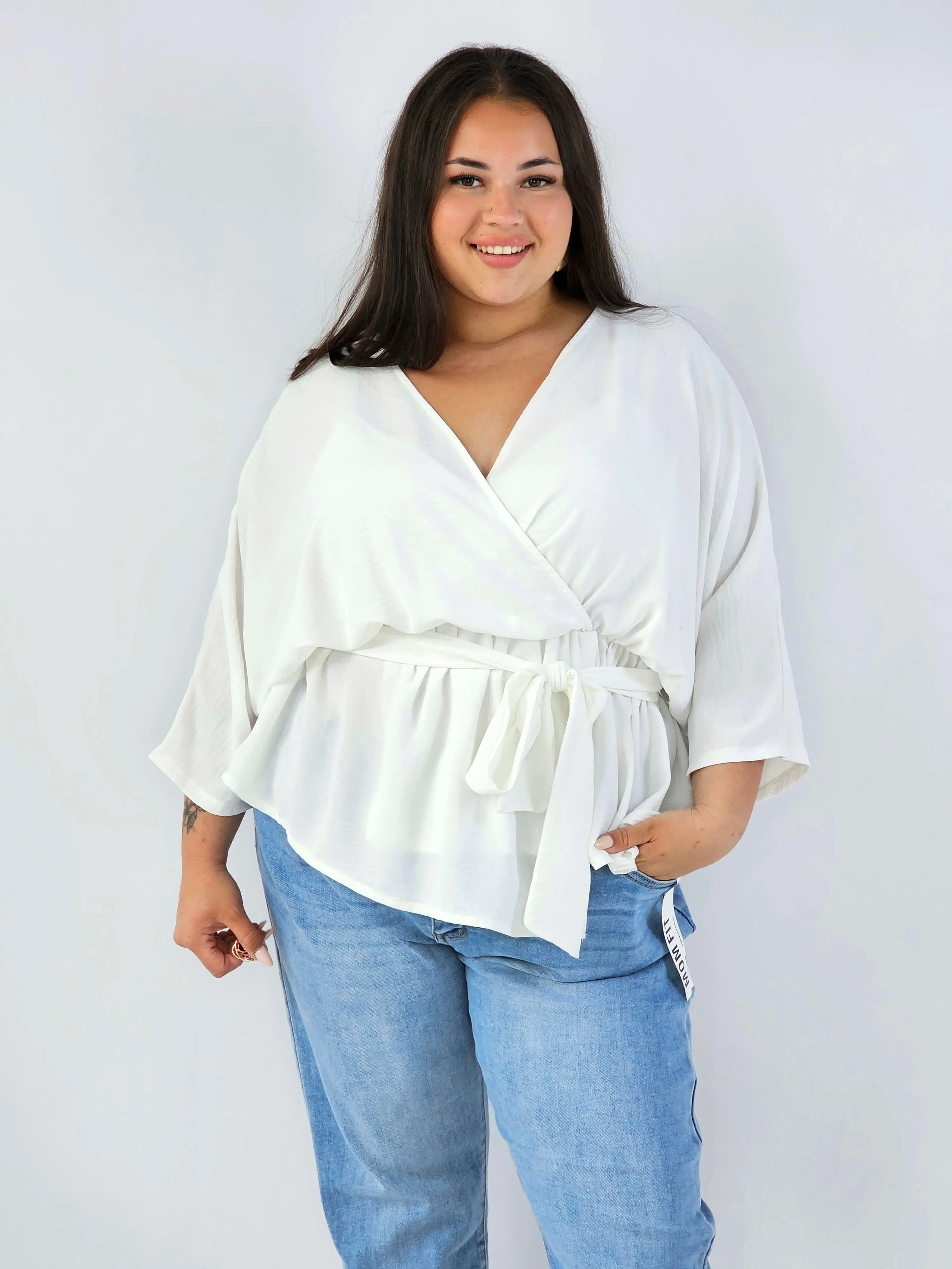 Bluzka damska plus size elagancka XXL z wiązaniem - Image 15