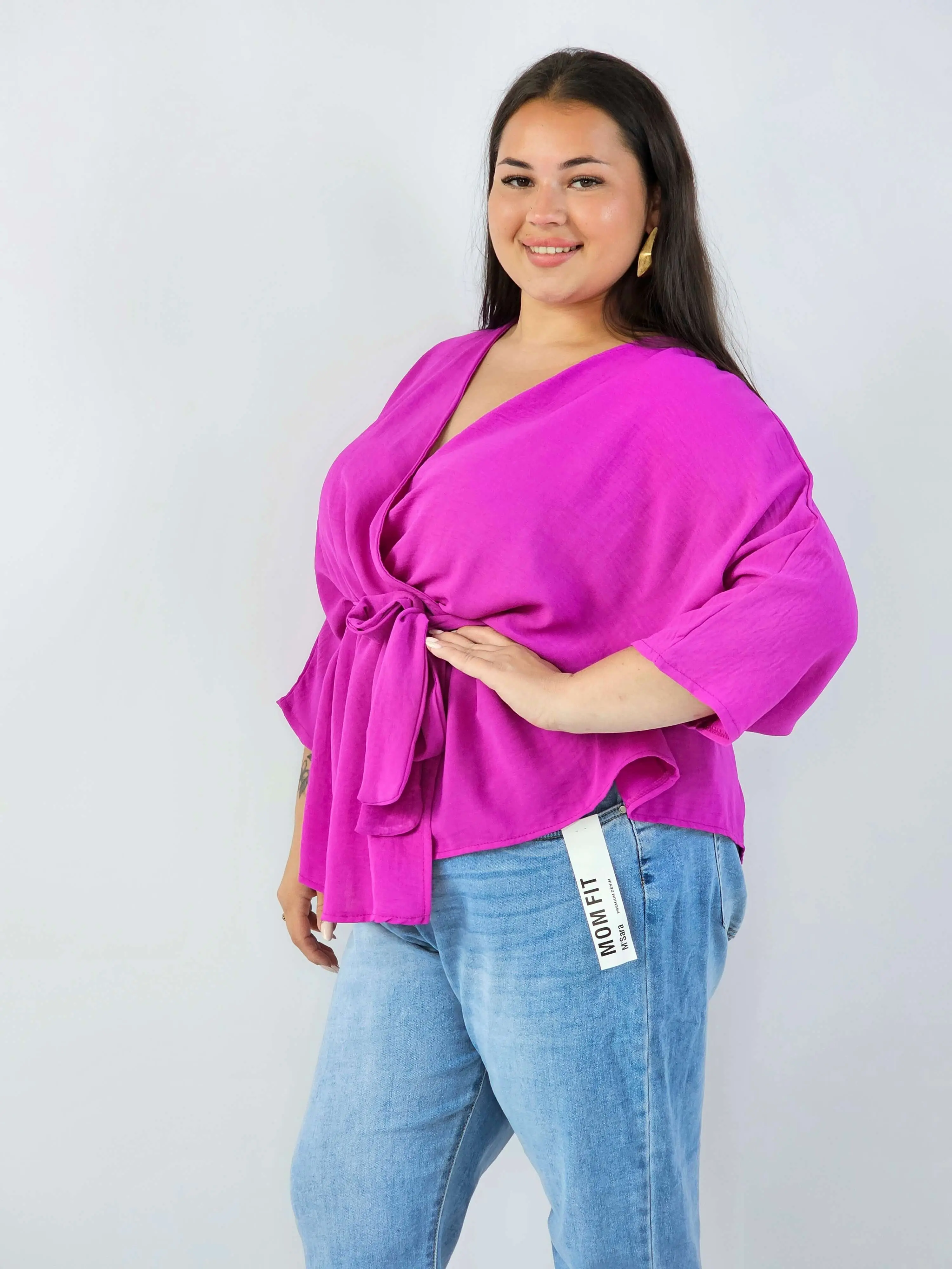 Bluzka damska plus size elagancka XXL z wiązaniem - Image 16