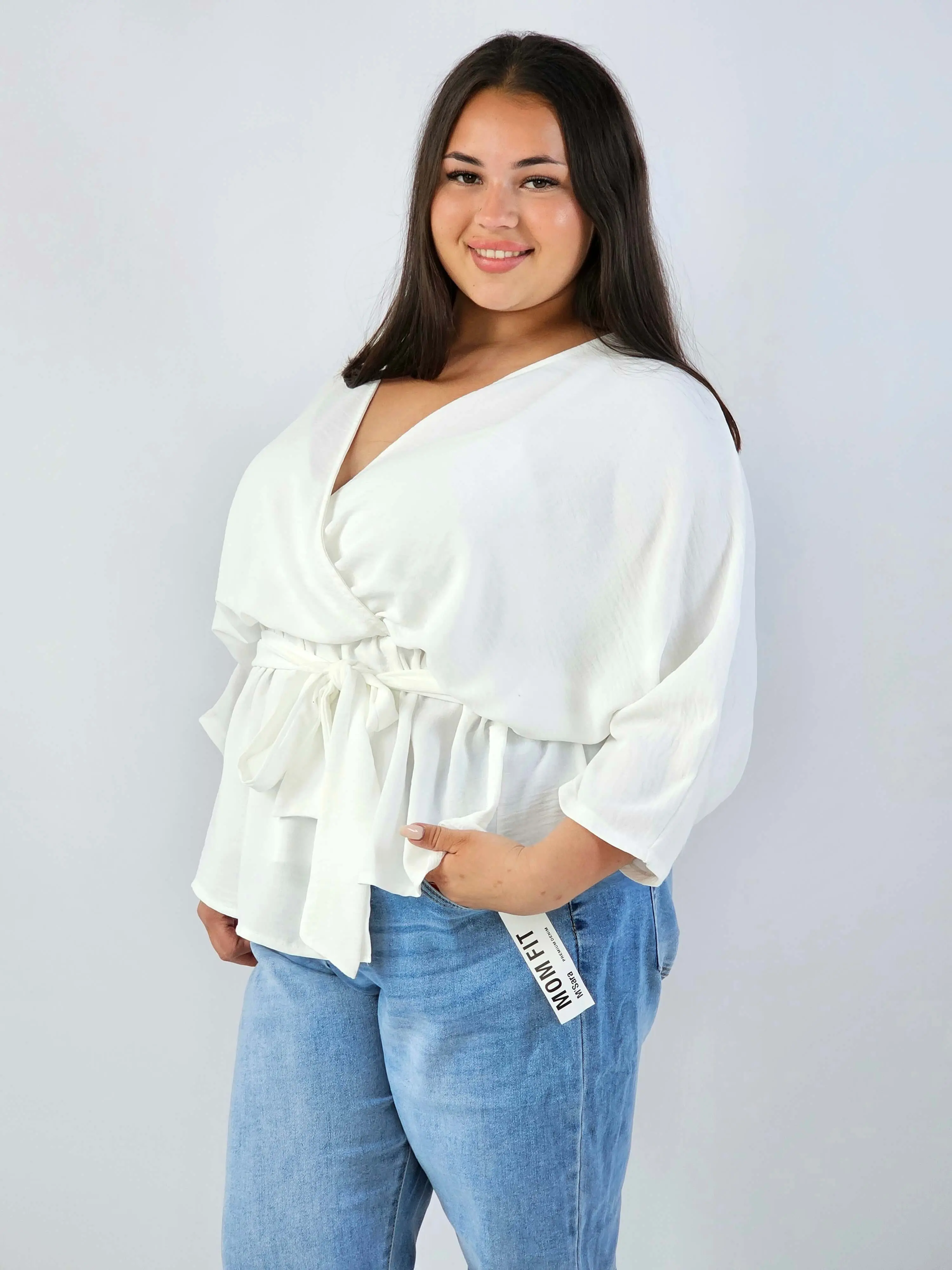 Bluzka damska plus size elagancka XXL z wiązaniem - Image 17