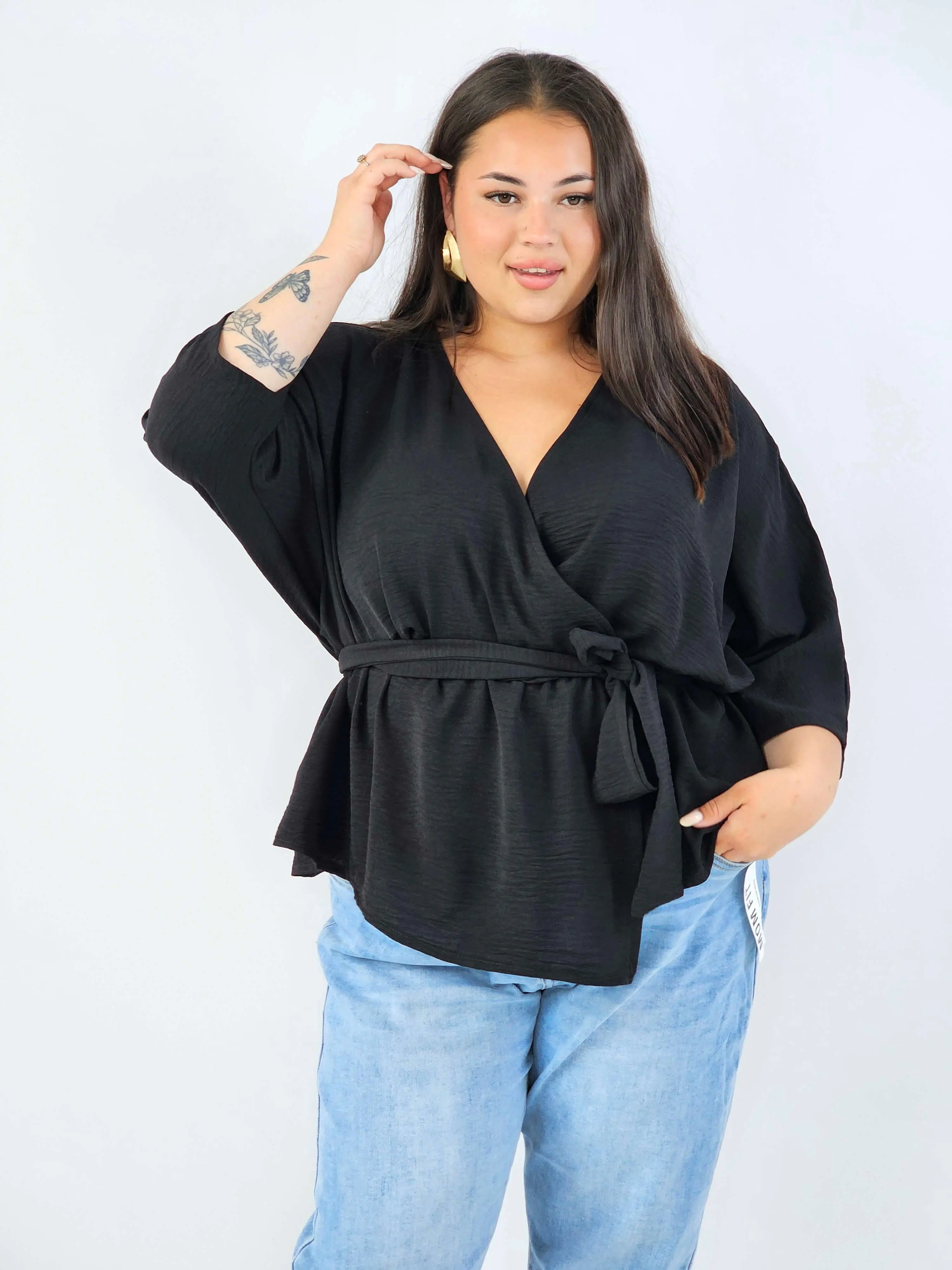 Bluzka damska plus size elagancka XXL z wiązaniem - Image 19