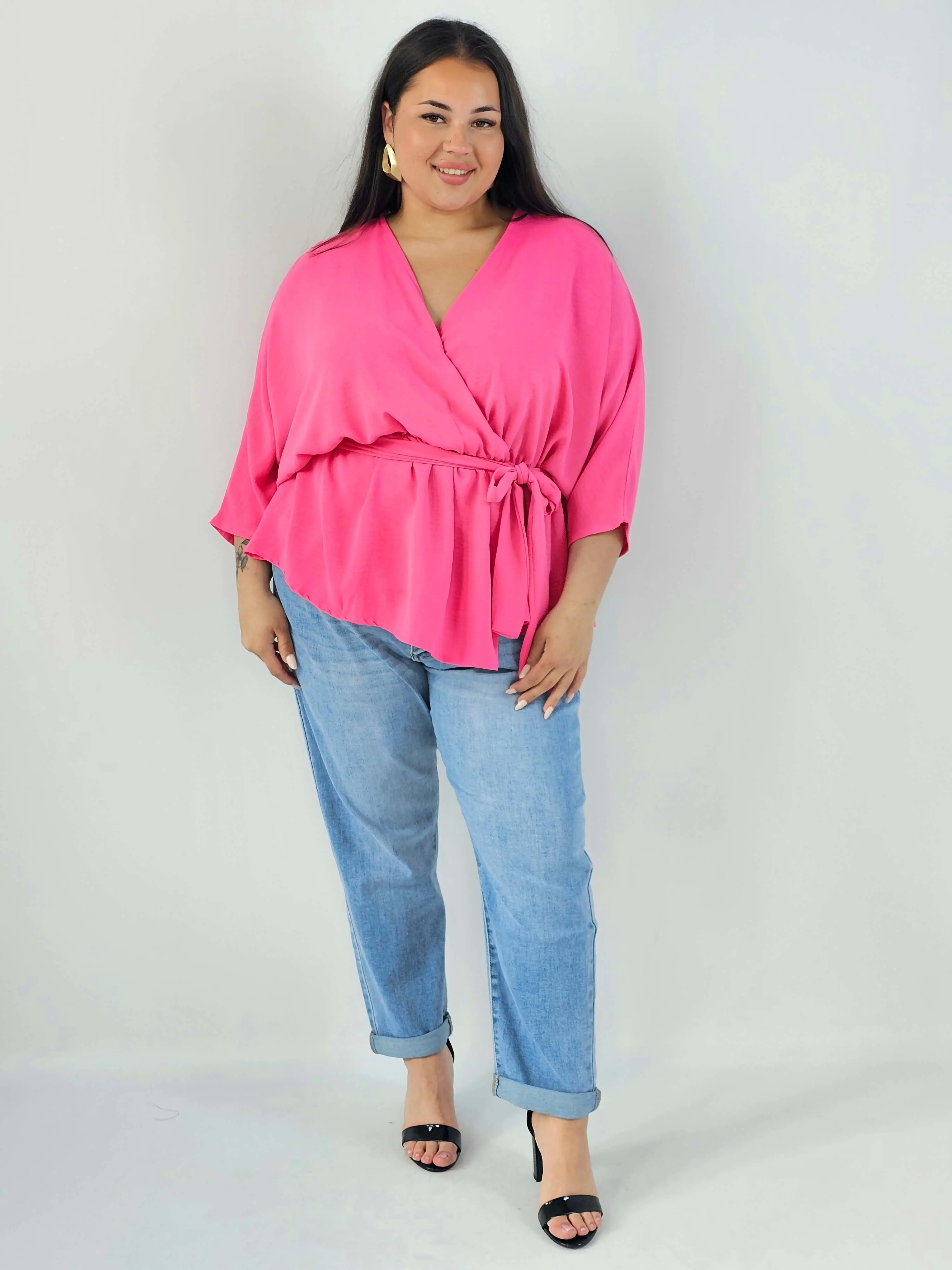 Bluzka damska plus size elagancka XXL z wiązaniem - Image 20