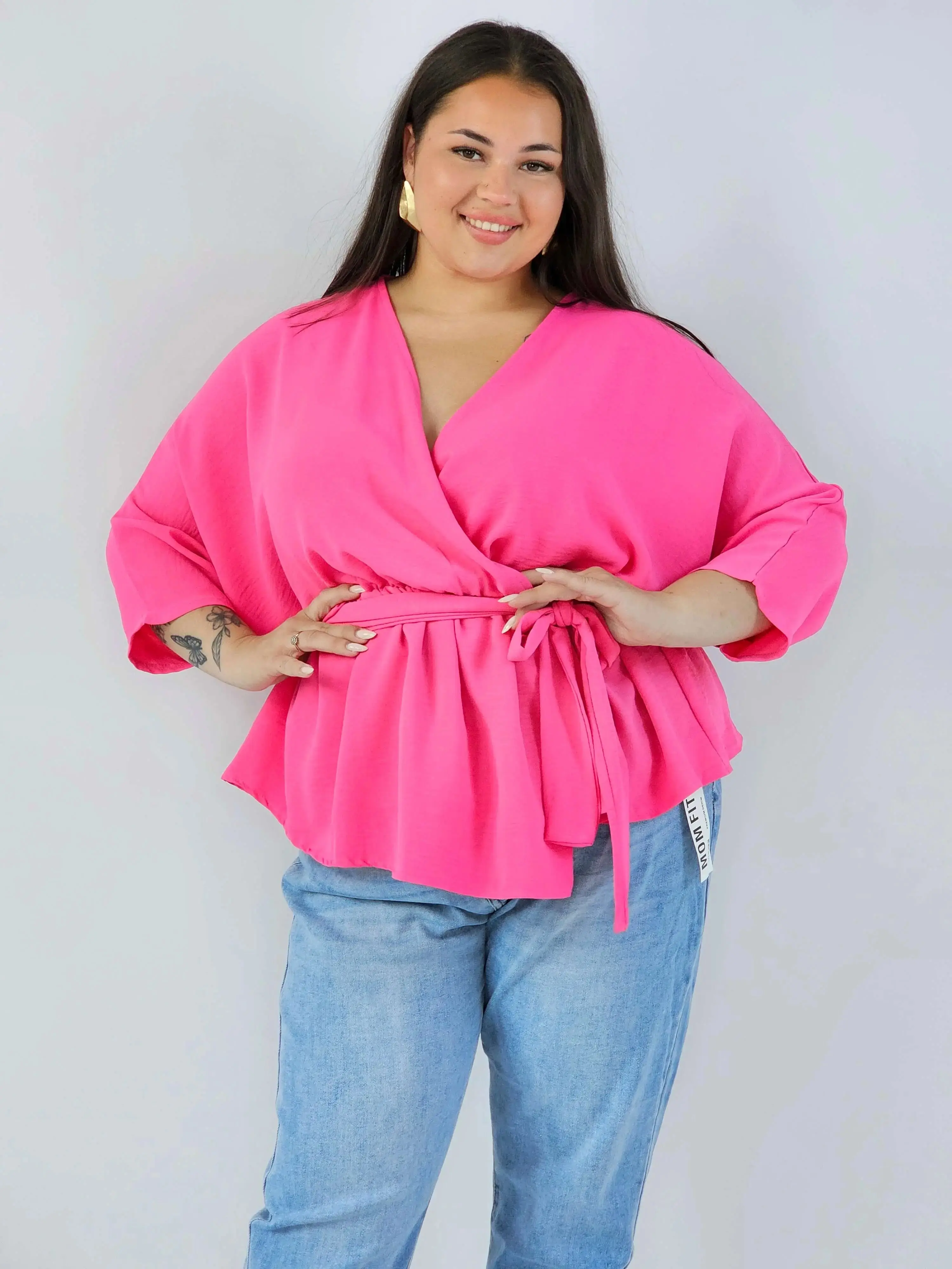 Bluzka damska plus size elagancka XXL z wiązaniem - Image 21