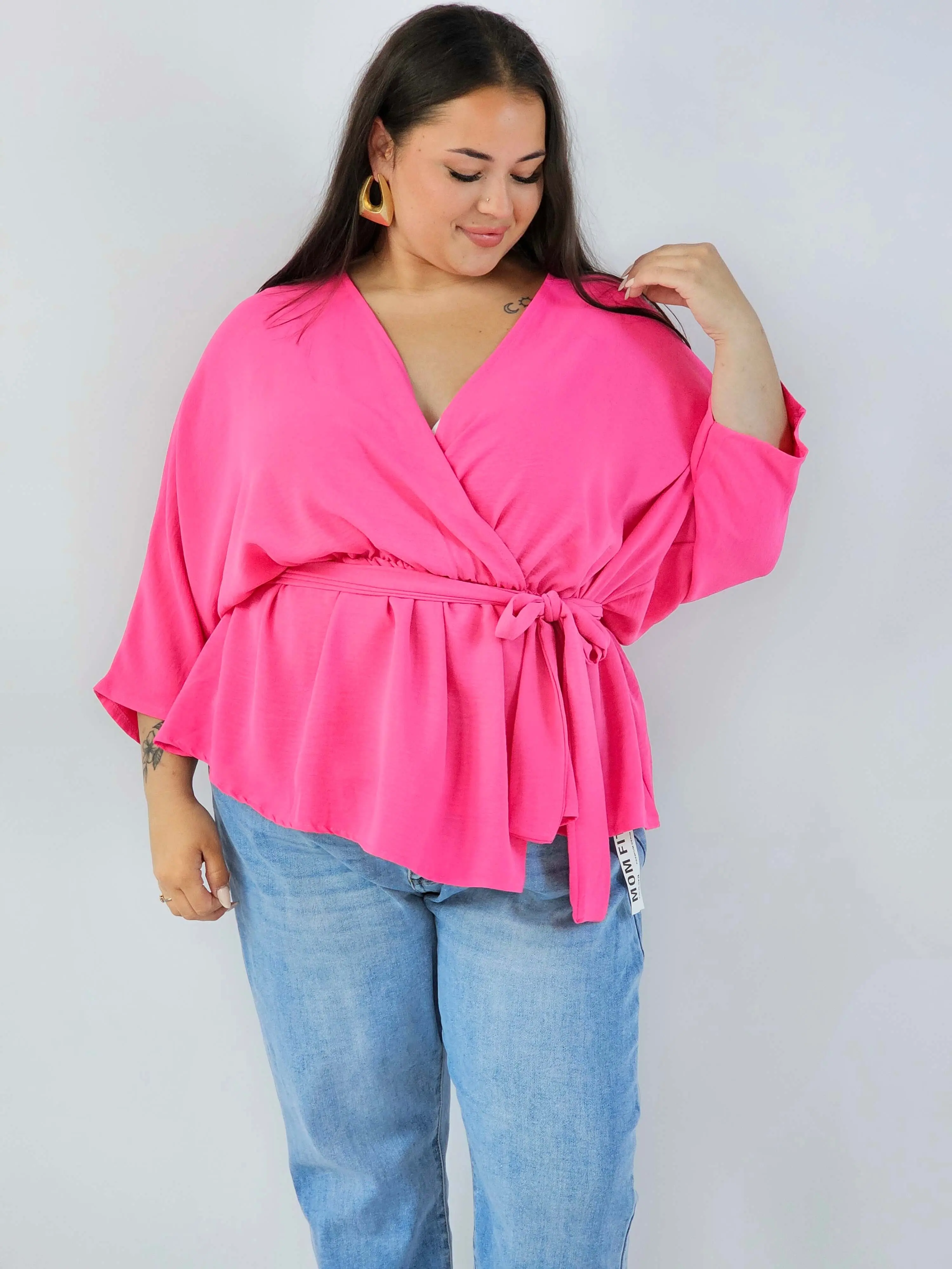 Bluzka damska plus size elagancka XXL z wiązaniem - Image 22