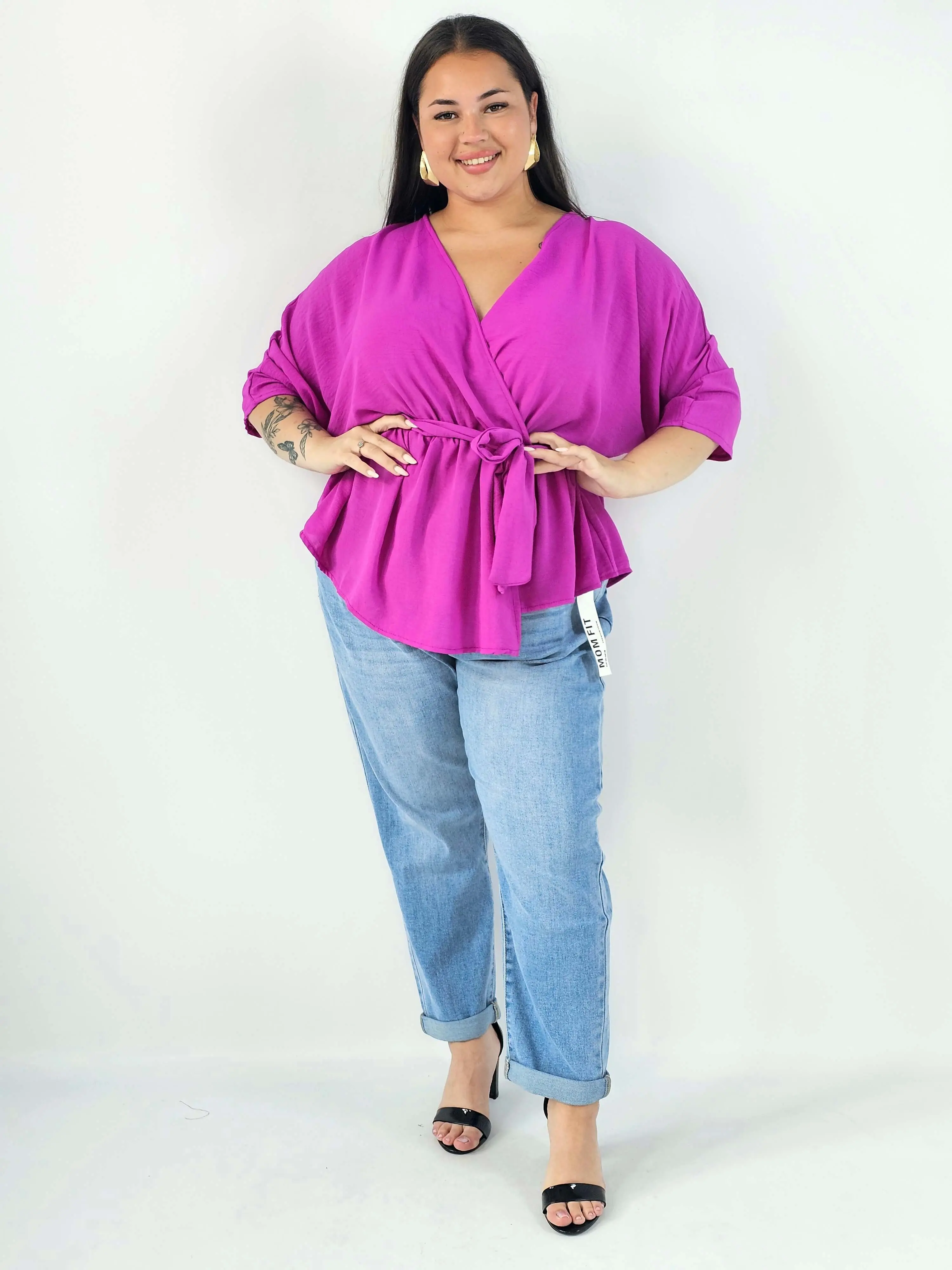 Bluzka damska plus size elagancka XXL z wiązaniem - Image 23