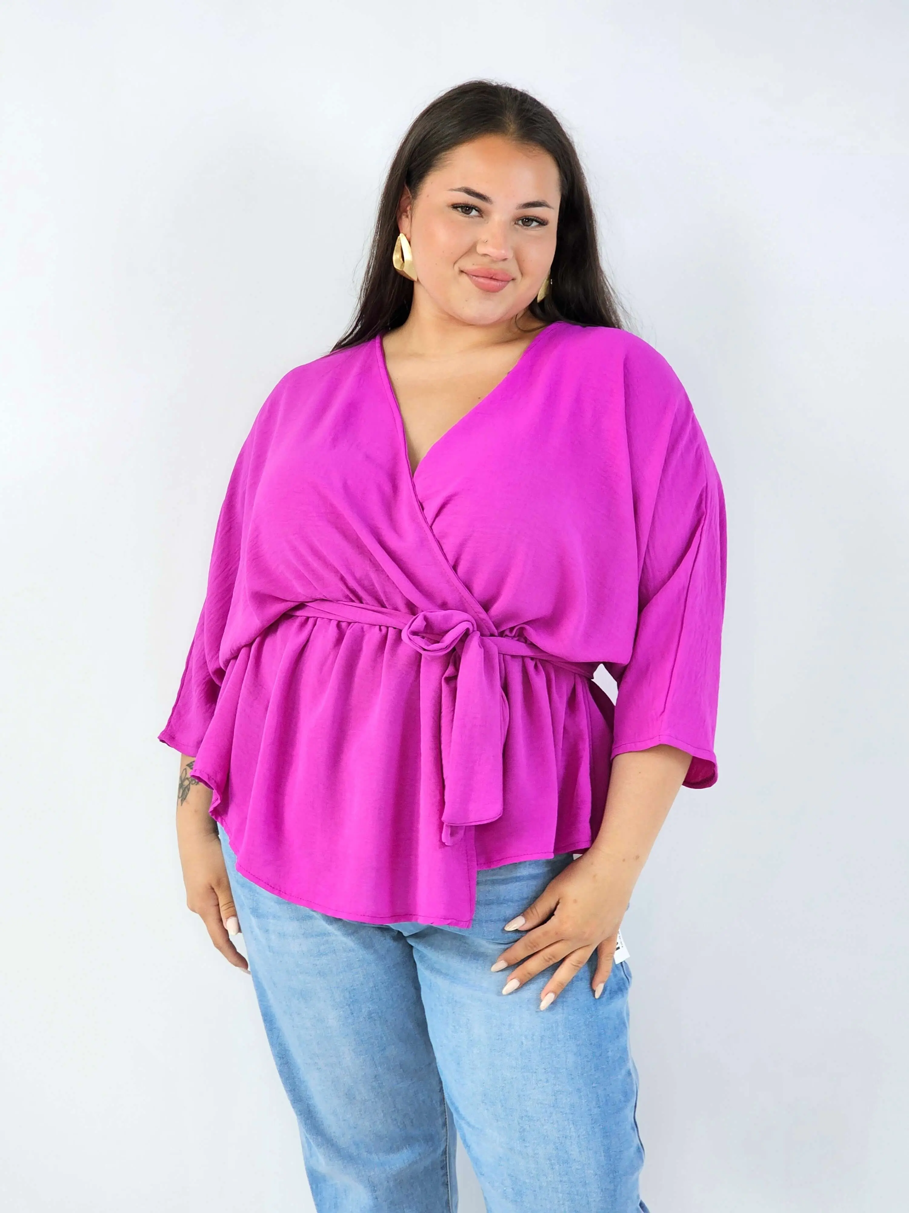 Bluzka damska plus size elagancka XXL z wiązaniem - Image 24