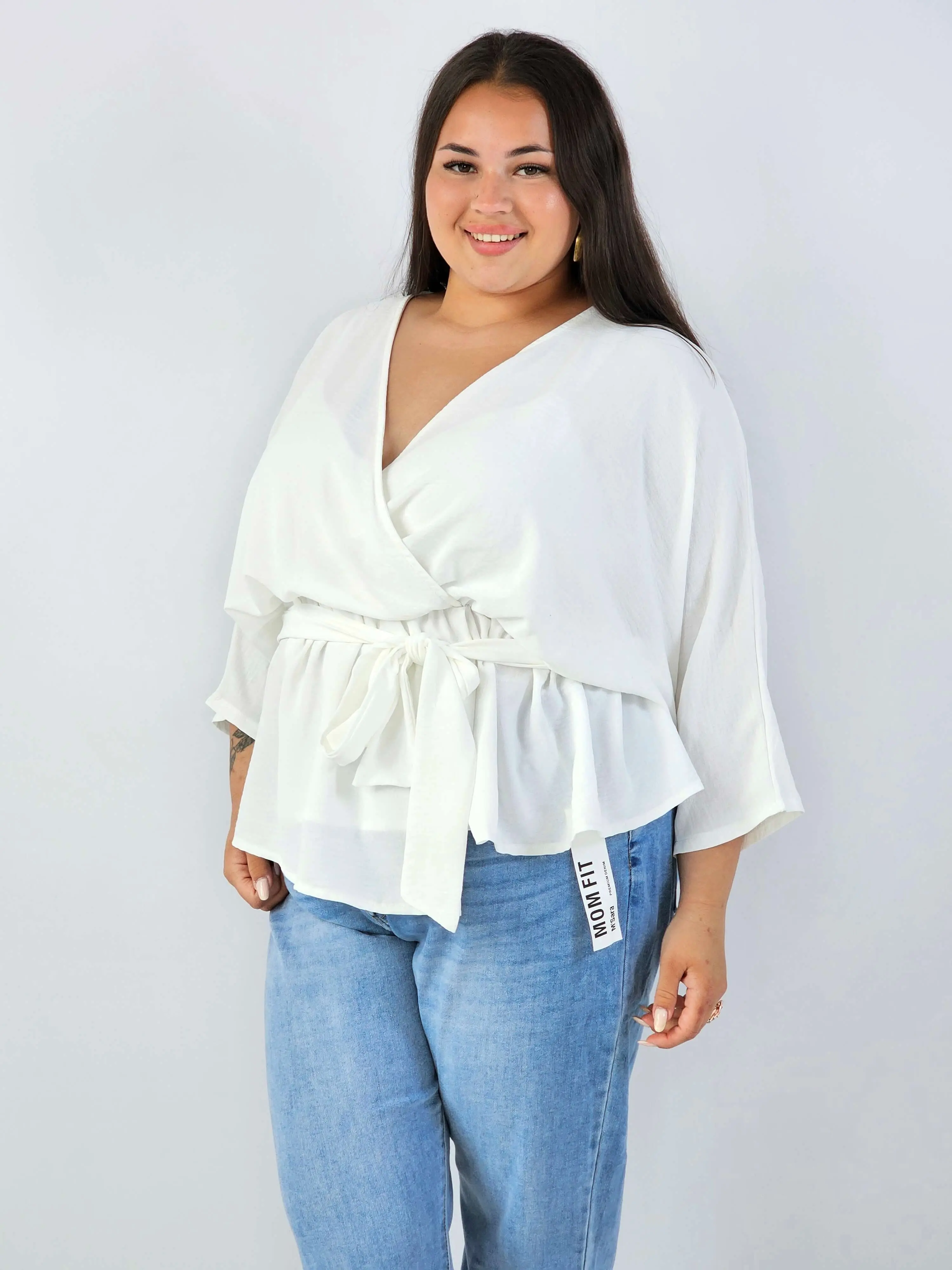 Bluzka damska plus size elagancka XXL z wiązaniem - Image 5