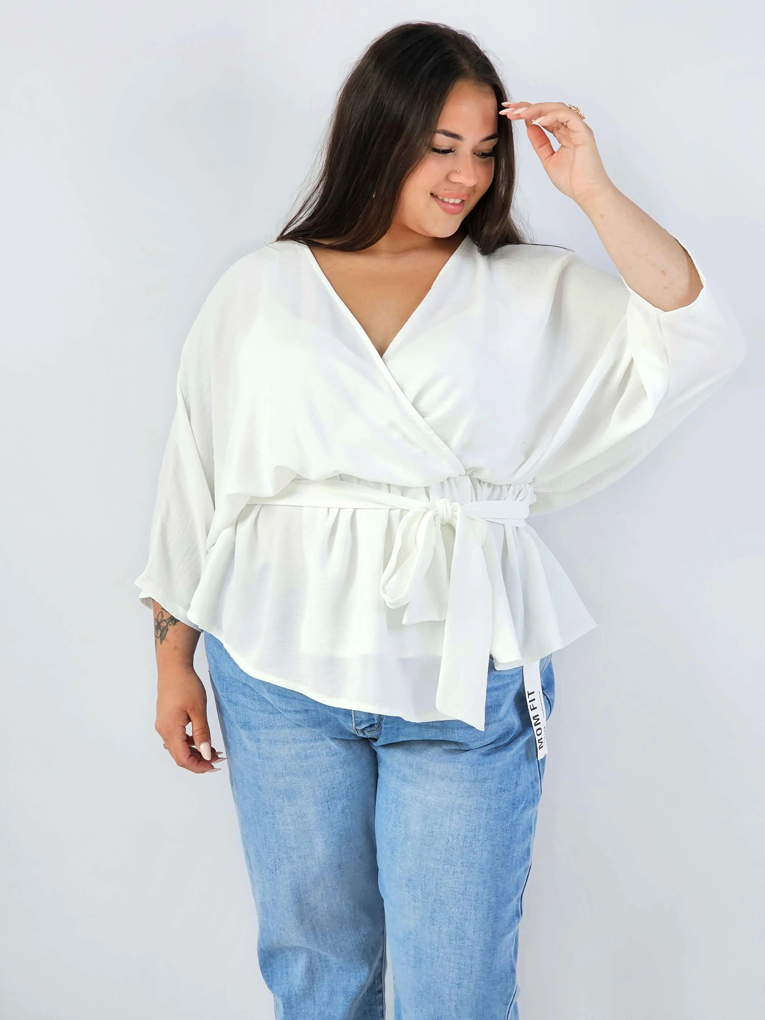 Bluzka damska plus size elagancka XXL z wiązaniem - Image 8