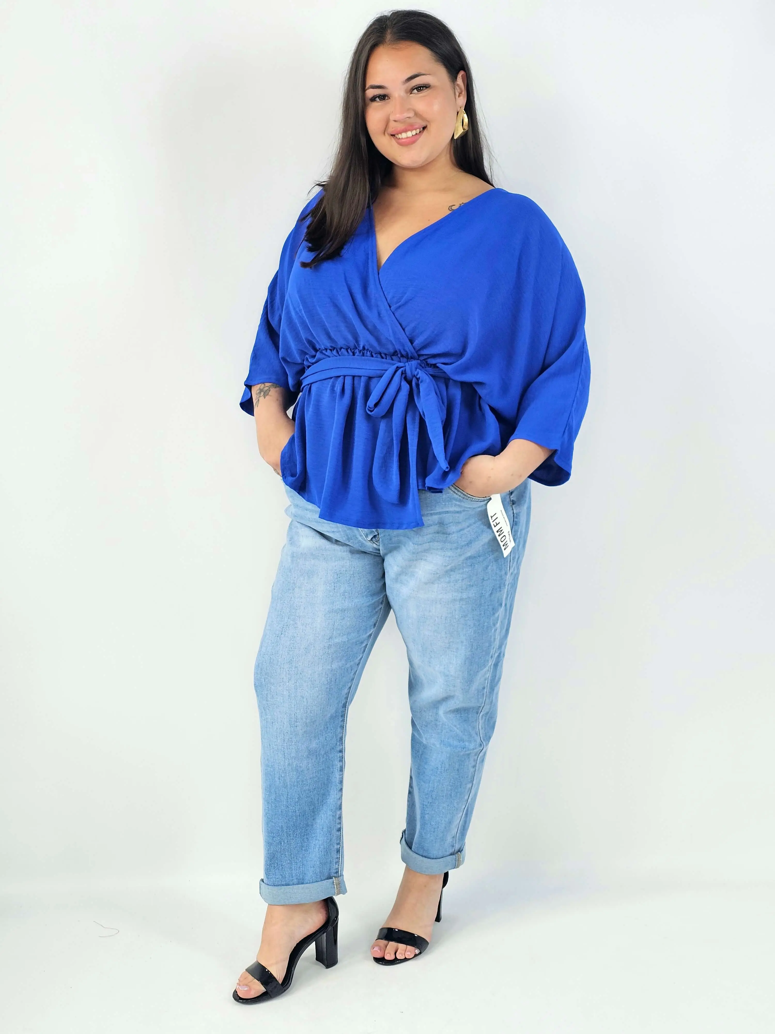 Bluzka damska plus size elagancka XXL z wiązaniem - Image 9