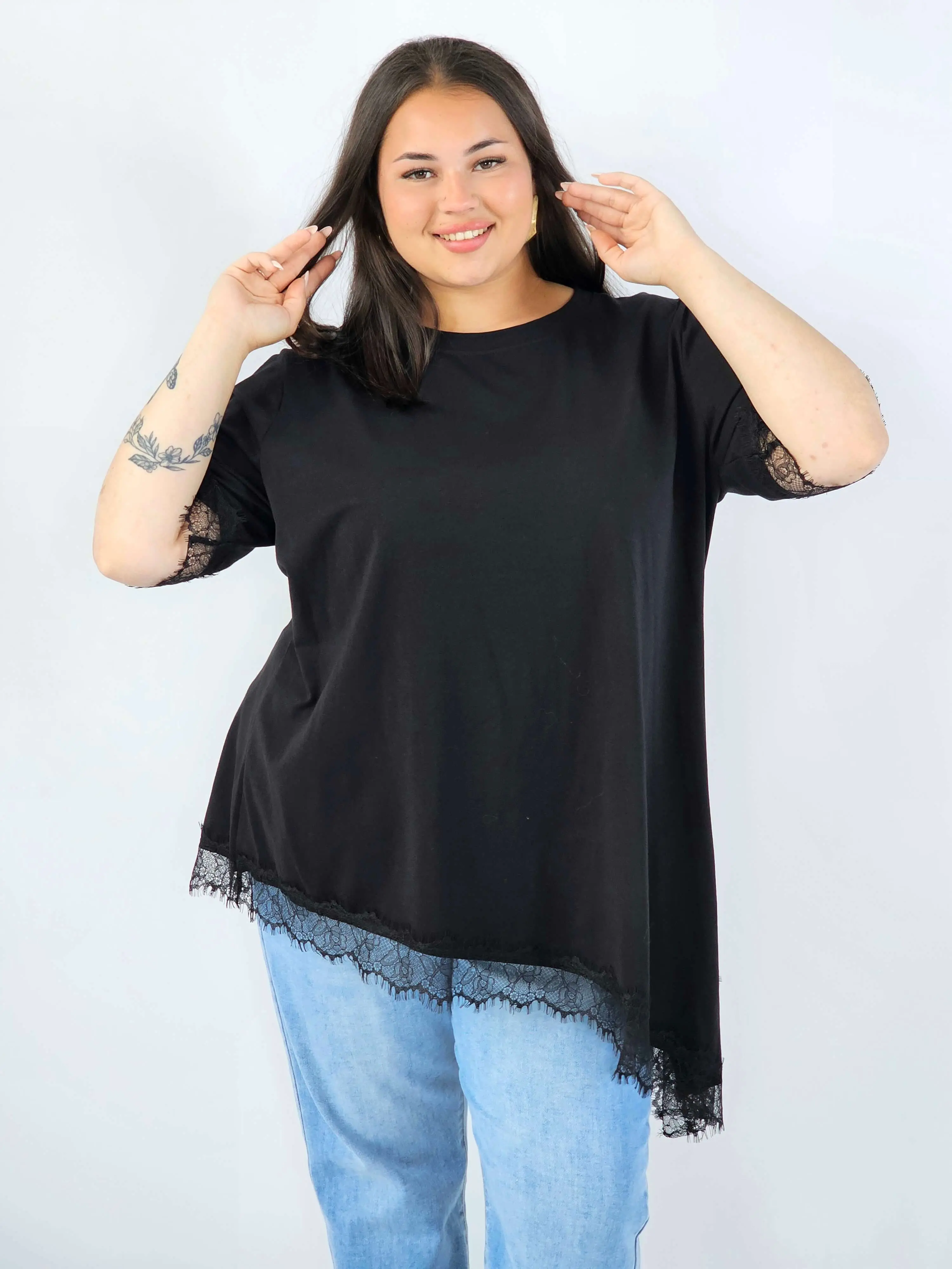 Bluzka  plus size asymetryczna XXL z koronką - Image 8