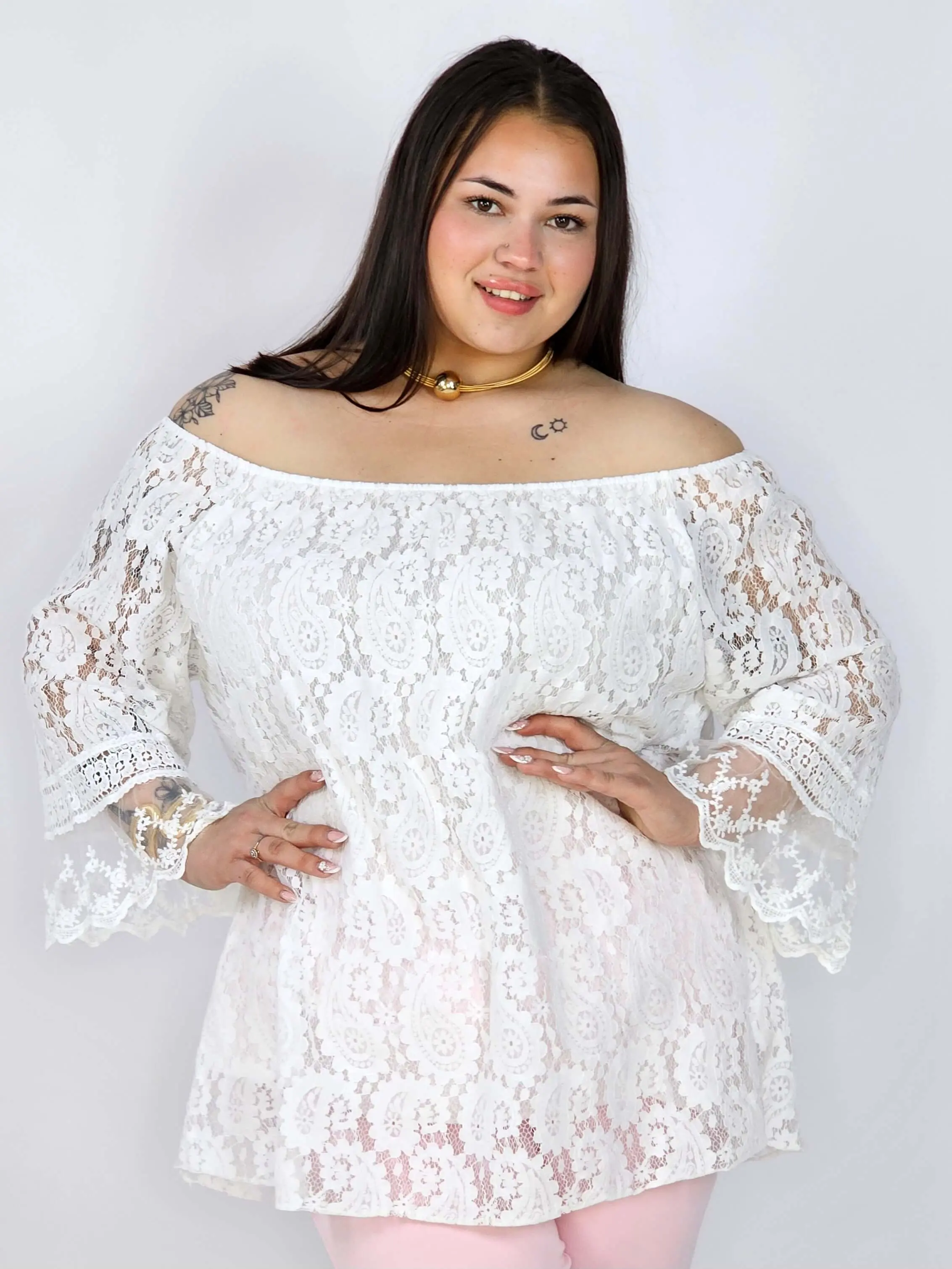 Bluzka Plus Size Koronkowa Hiszpanka Elegancka XXL