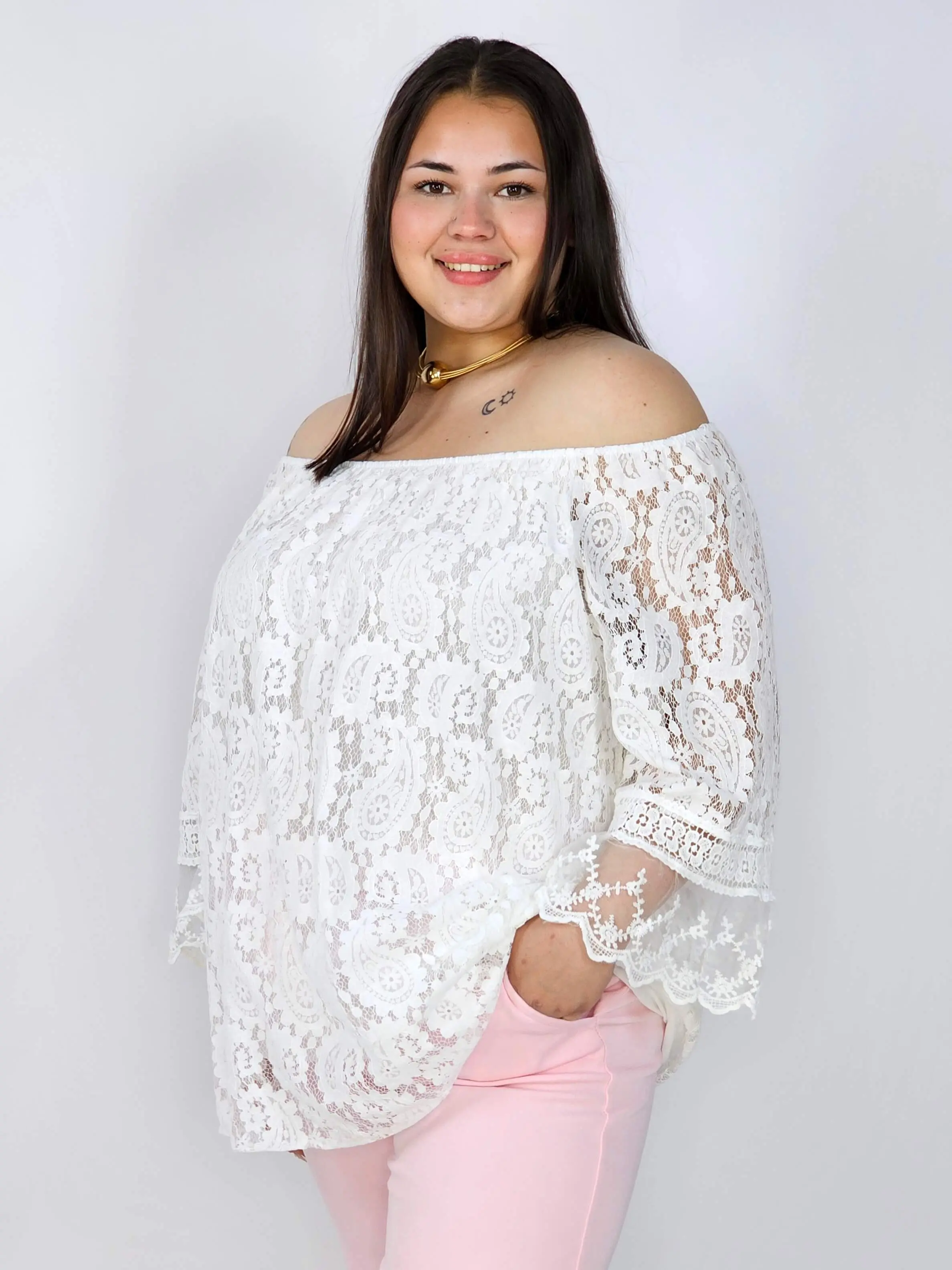 Bluzka Plus Size Koronkowa Hiszpanka Elegancka XXL - Image 3