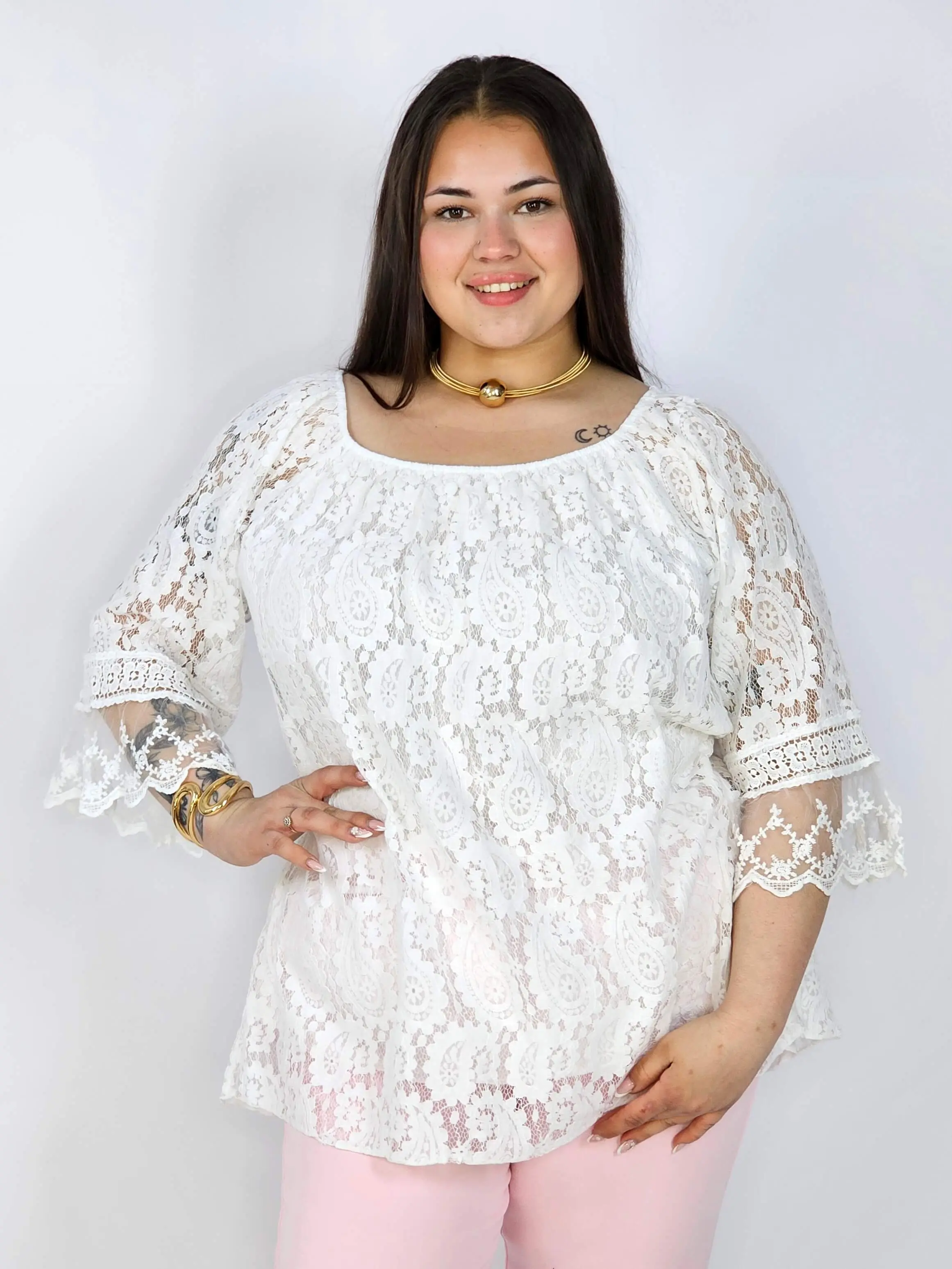 Bluzka Plus Size Koronkowa Hiszpanka Elegancka XXL - Image 5