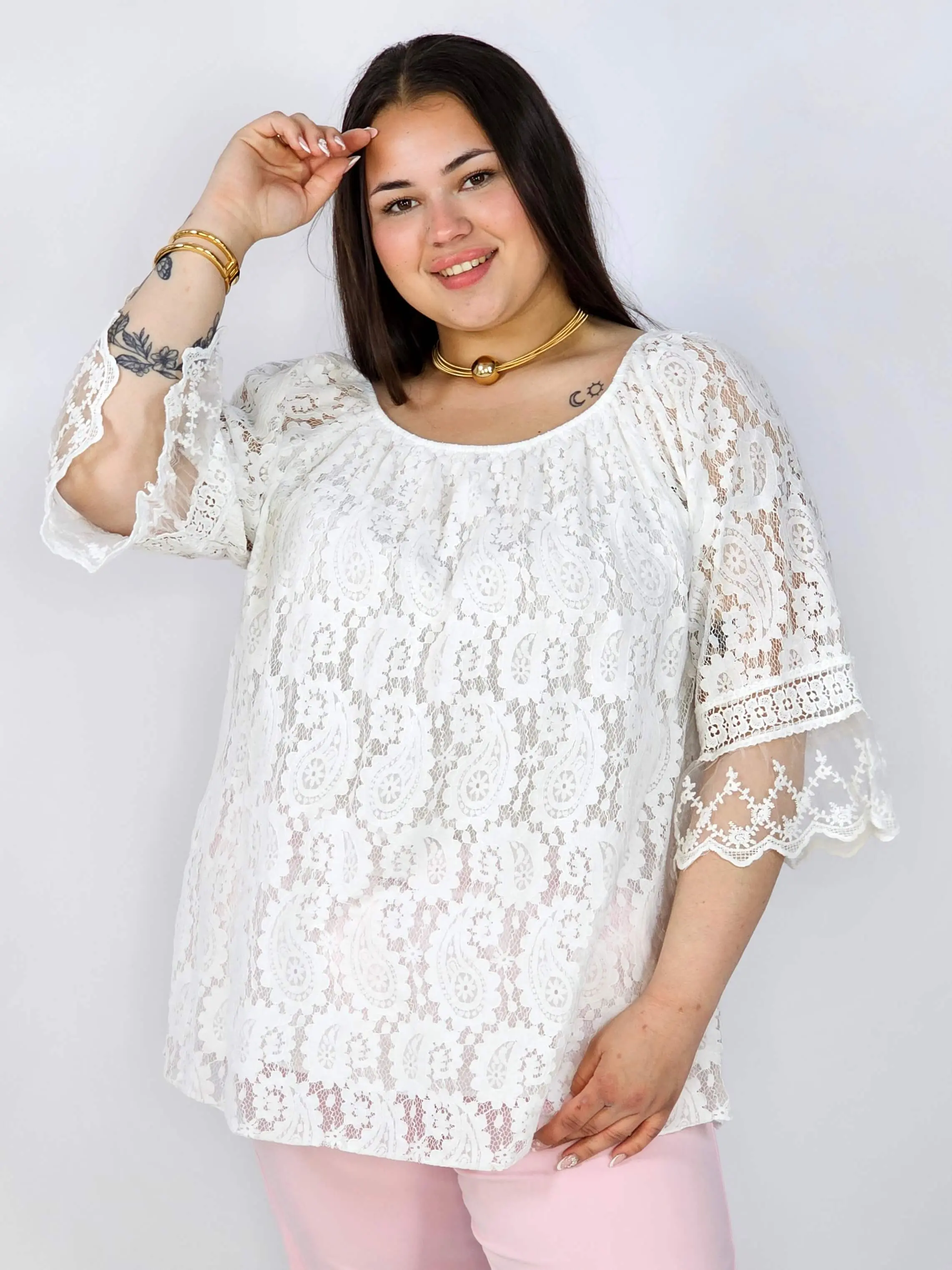 Bluzka Plus Size Koronkowa Hiszpanka Elegancka XXL - Image 6