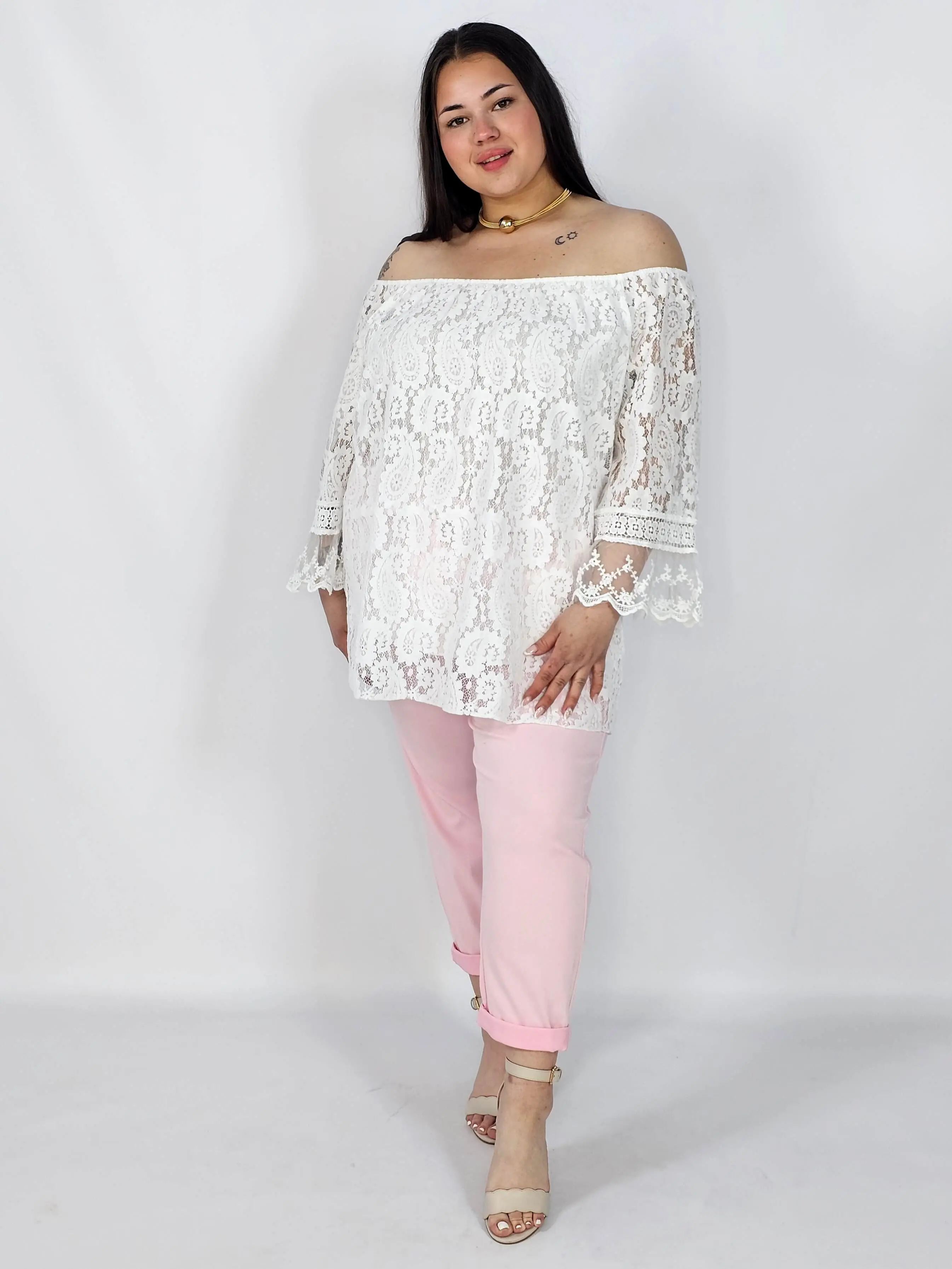 Bluzka Plus Size Koronkowa Hiszpanka Elegancka XXL - Image 7
