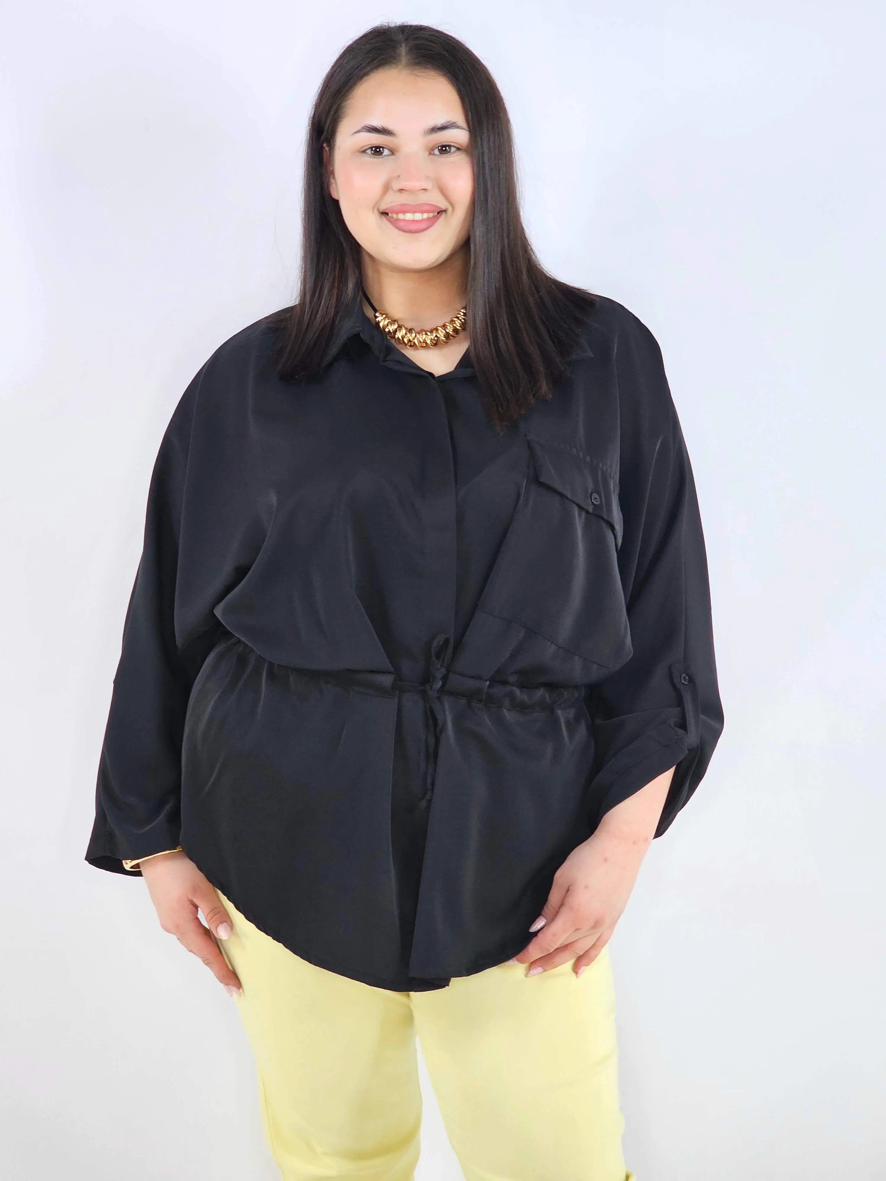 Bluzka plus size koszulowa z kołnierzykiem – elegancka bluzka damska XXL z wiązaniem - Image 7