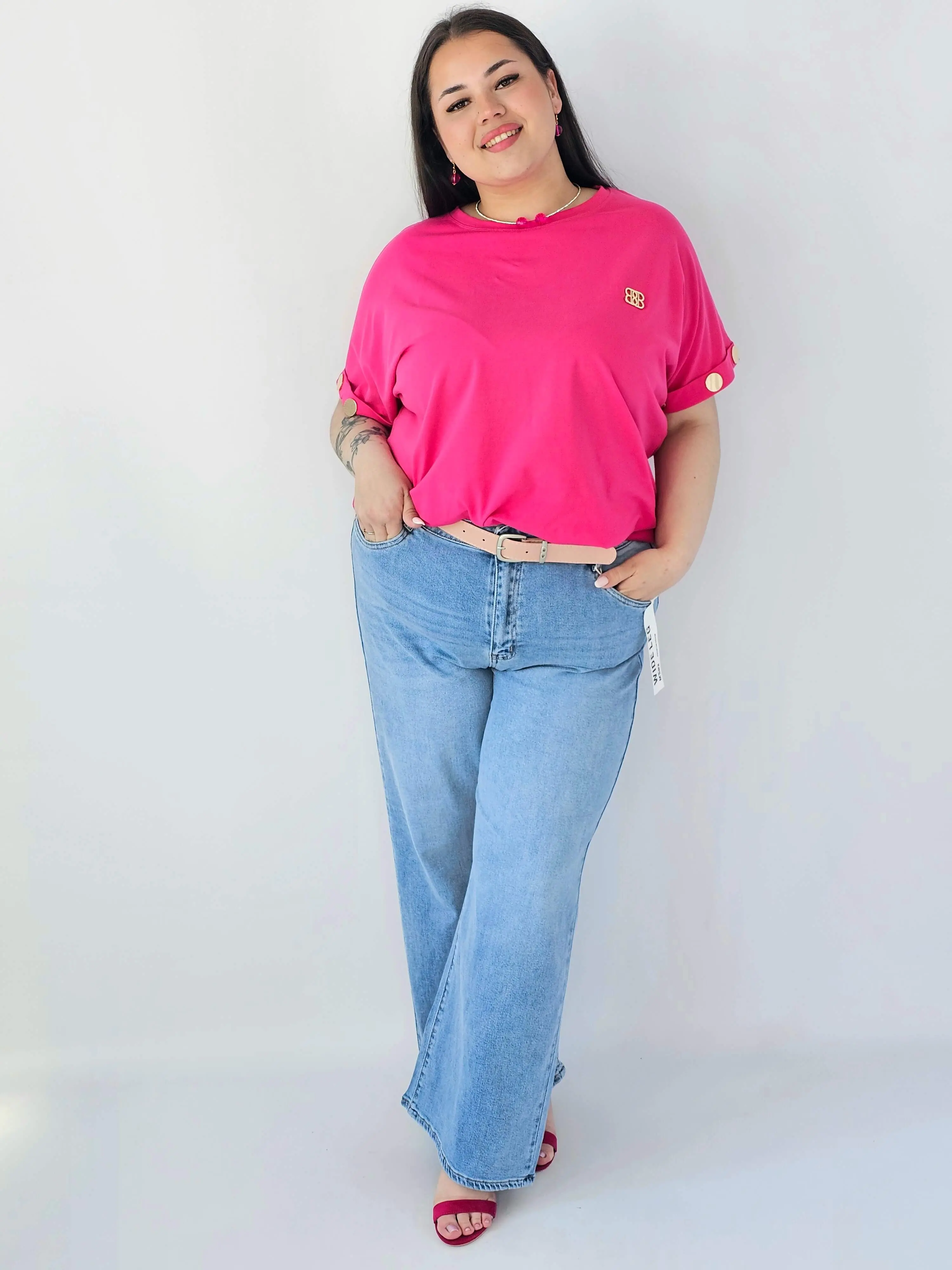 Bluzka Plus Size Luźna Z Krótkim Rękawem I Ozdobnymi Detalami - Image 22