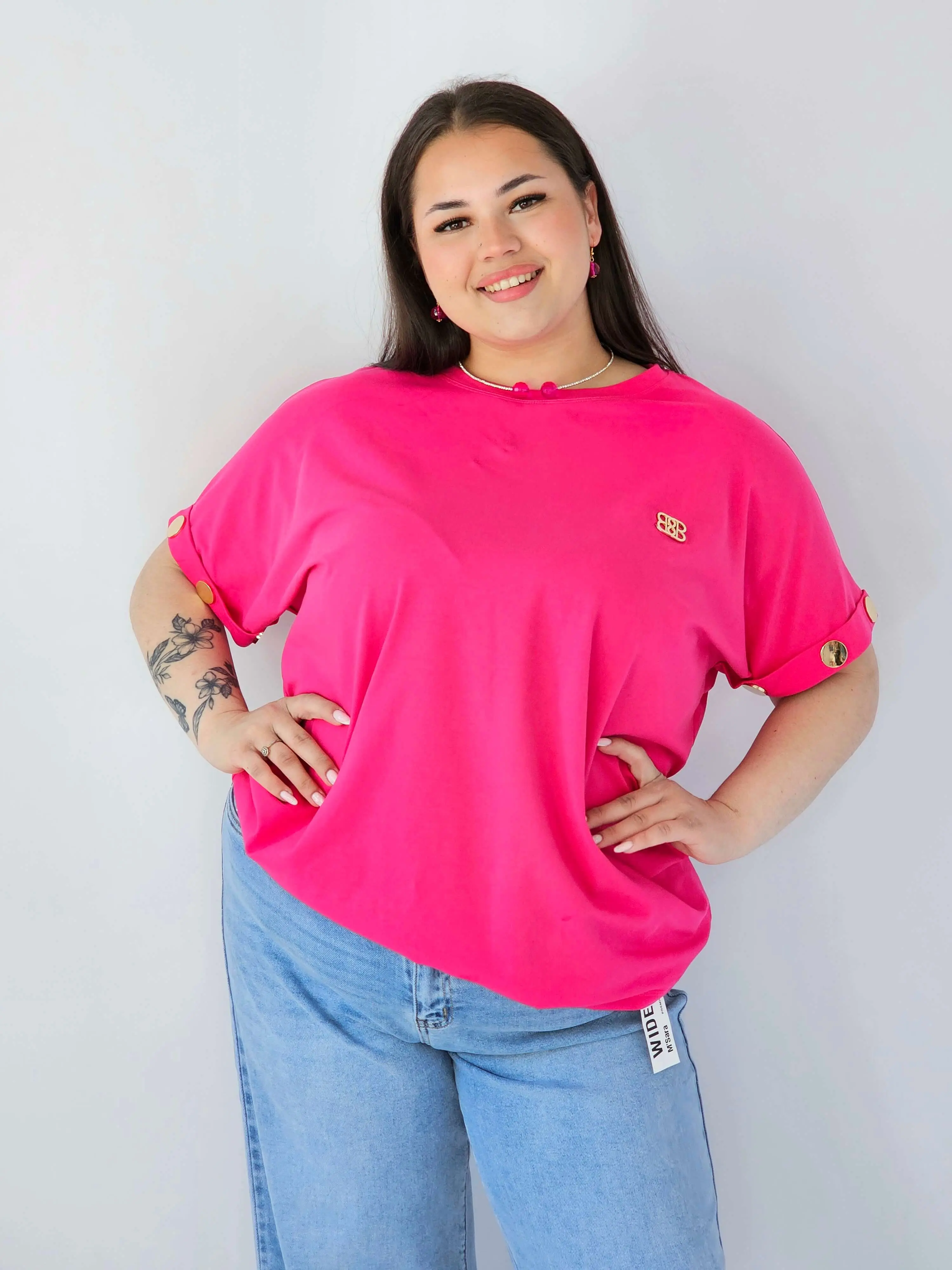 Bluzka Plus Size Luźna Z Krótkim Rękawem I Ozdobnymi Detalami - Image 25