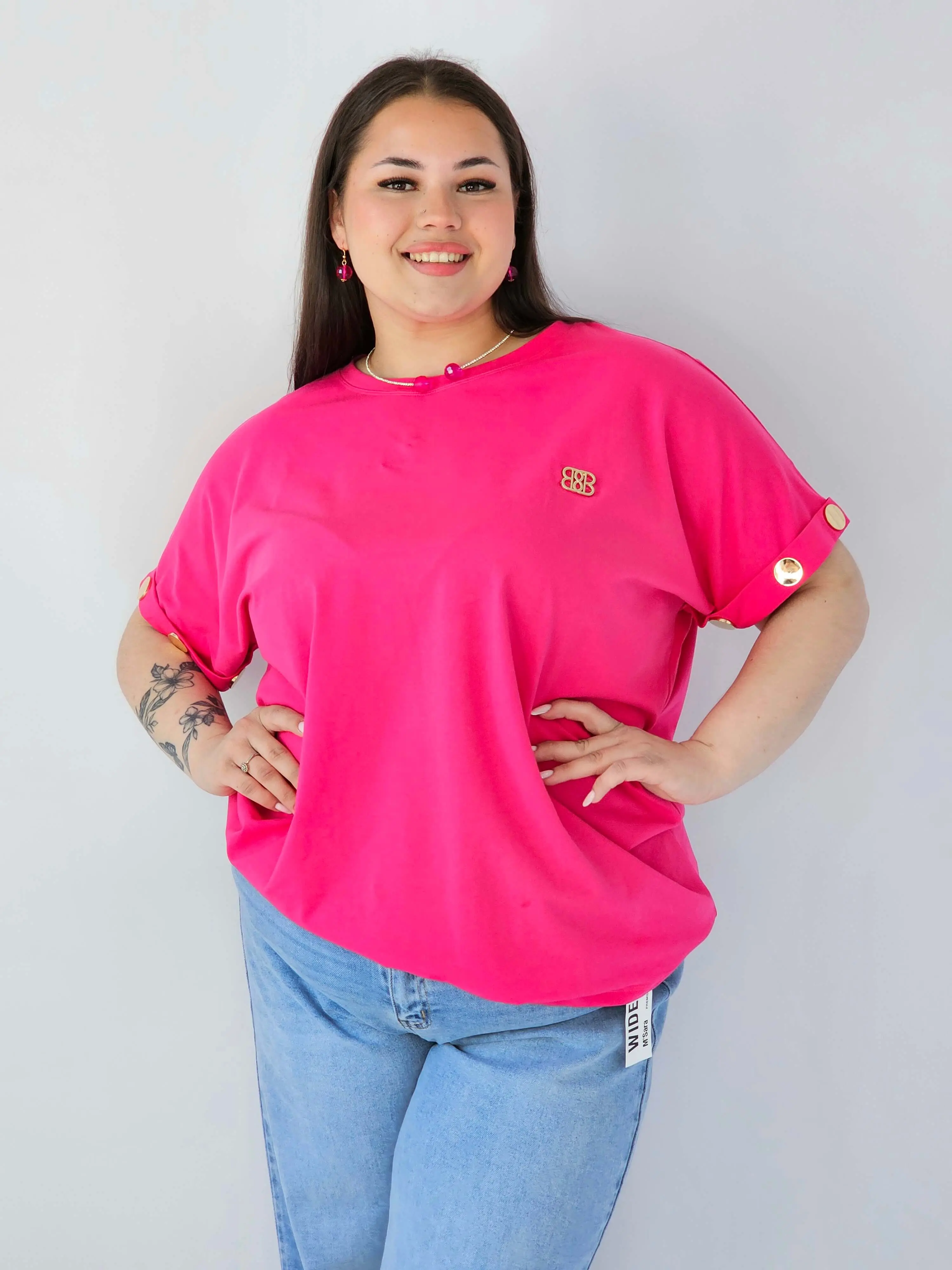 Bluzka Plus Size Luźna Z Krótkim Rękawem I Ozdobnymi Detalami - Image 26