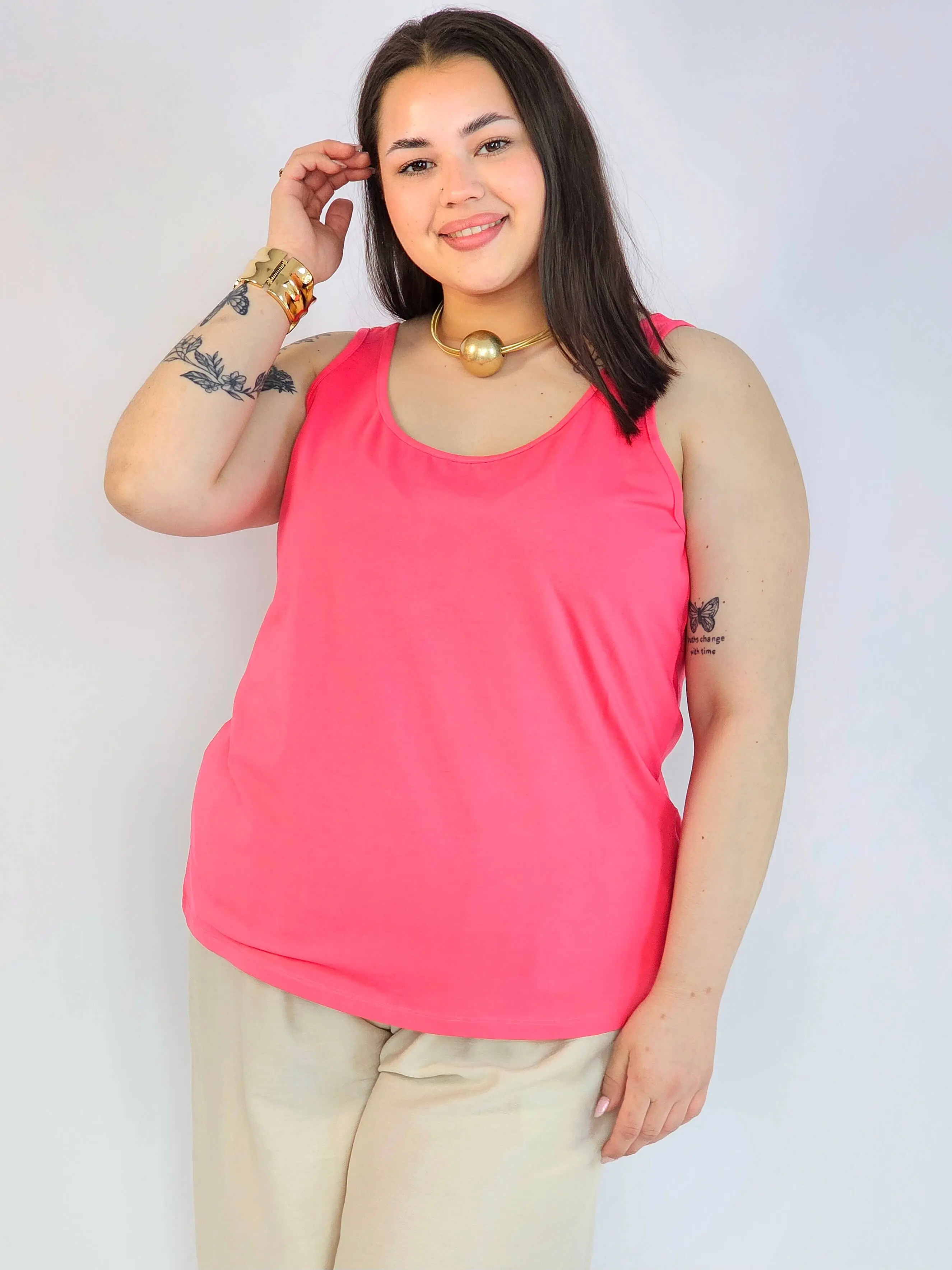 Bluzka plus size na ramiączkach – gładki top damski XXL basic