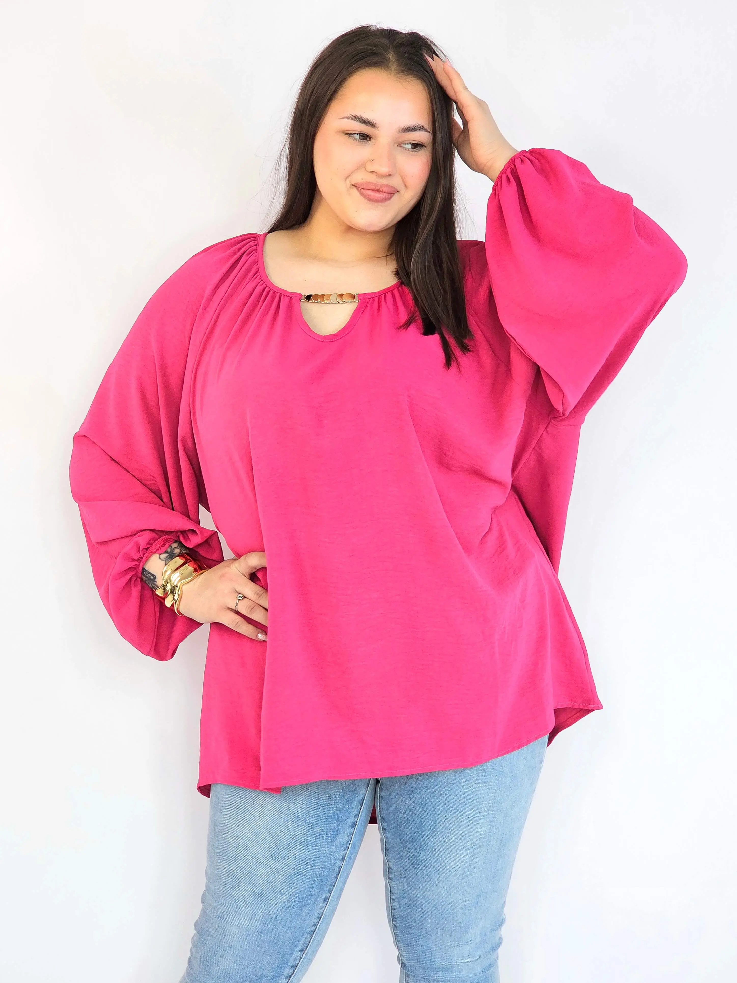 Bluzka plus size oversize – elegancka bluzka damska XXL z szerokim rękawem - Image 2