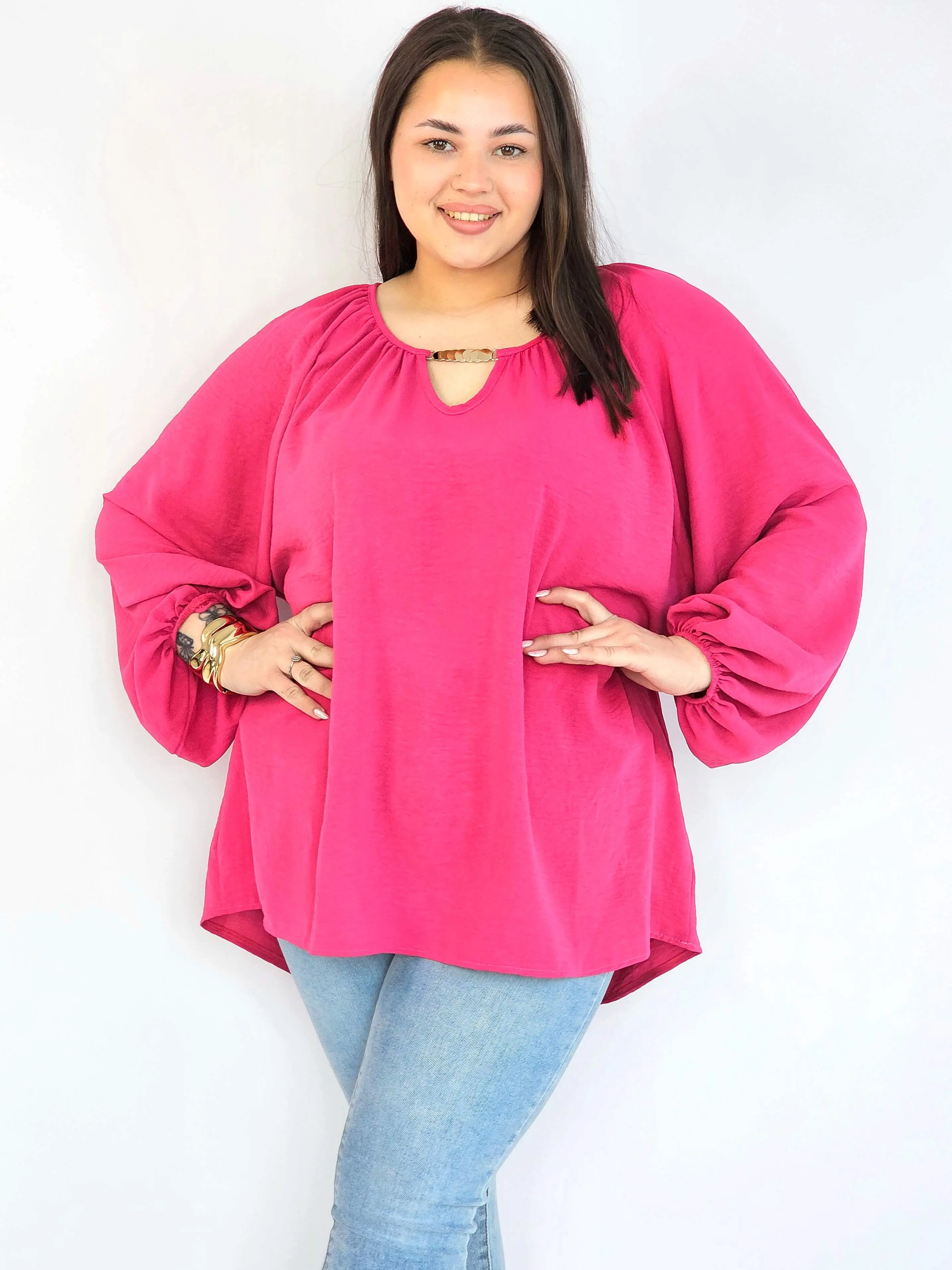 Bluzka plus size oversize – elegancka bluzka damska XXL z szerokim rękawem - Image 3