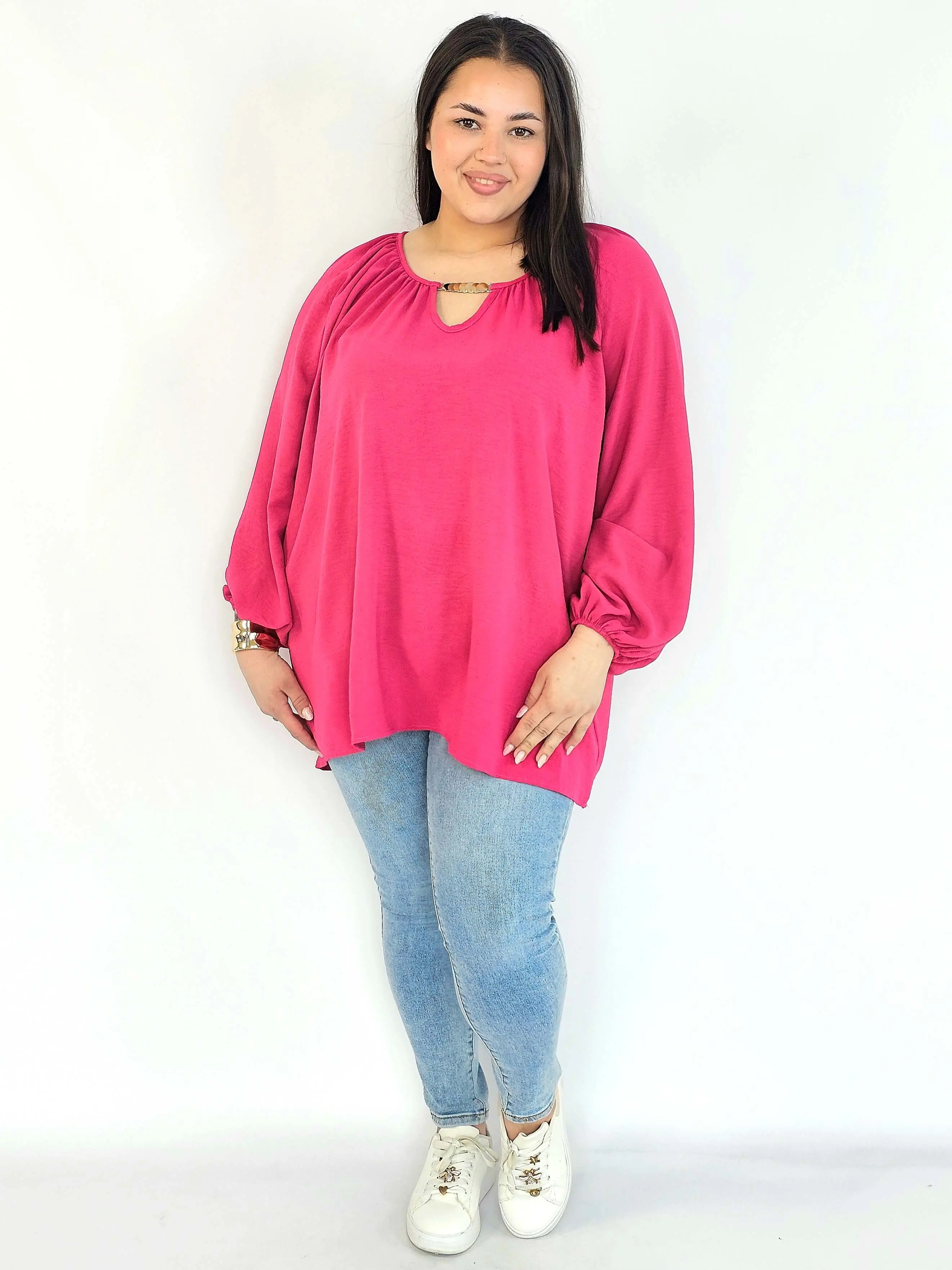 Bluzka plus size oversize – elegancka bluzka damska XXL z szerokim rękawem - Image 4