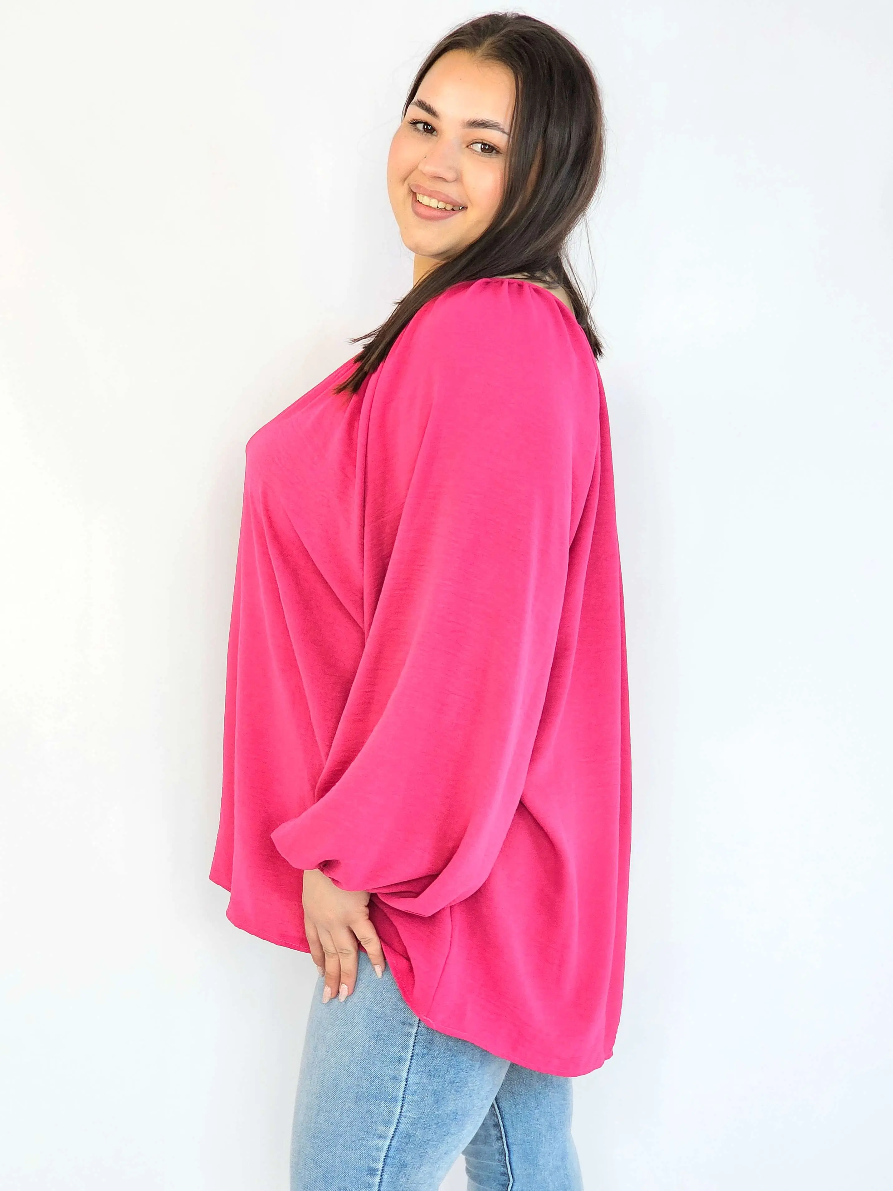 Bluzka plus size oversize – elegancka bluzka damska XXL z szerokim rękawem - Image 5