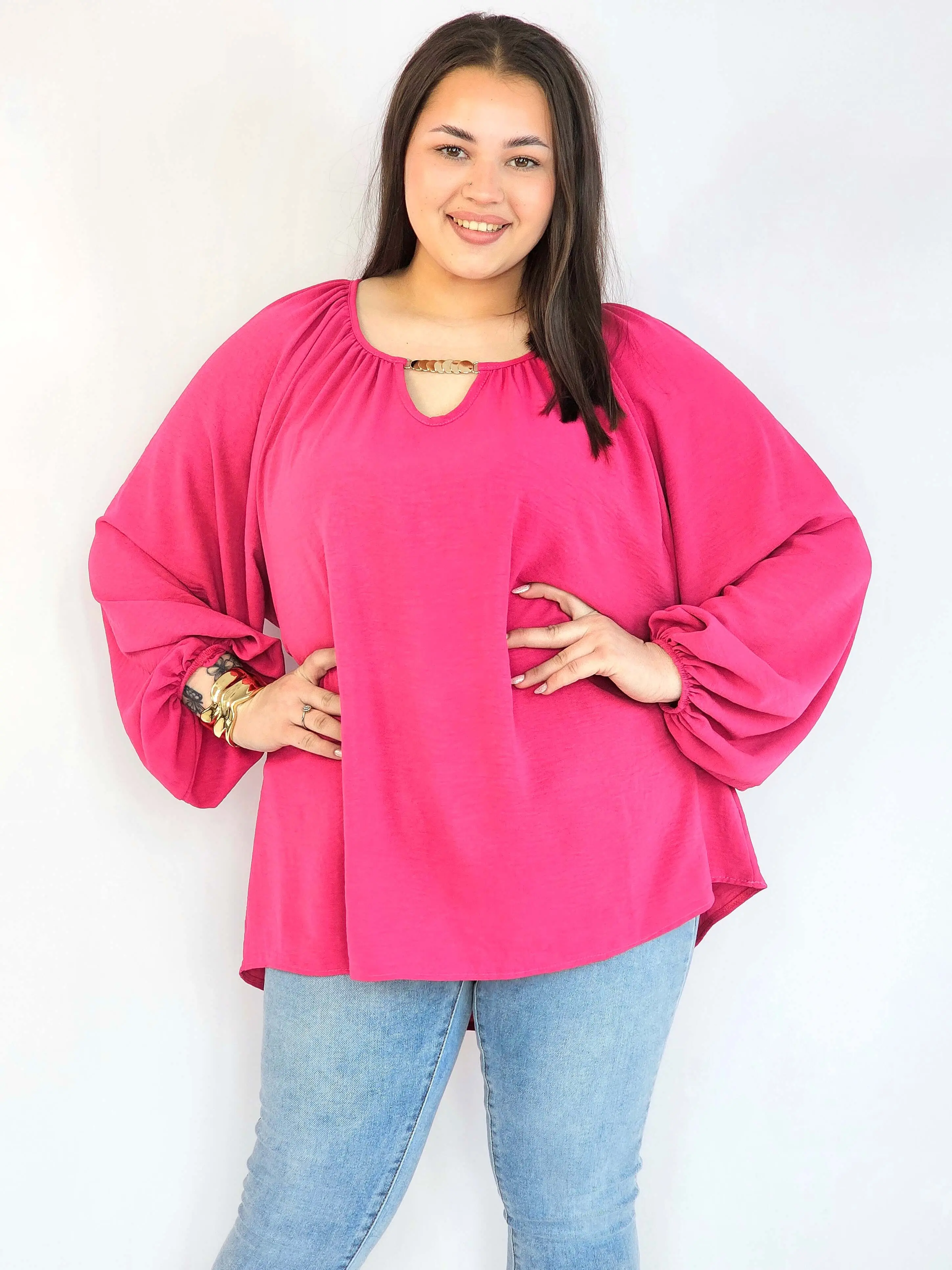 Bluzka plus size oversize – elegancka bluzka damska XXL z szerokim rękawem - Image 6
