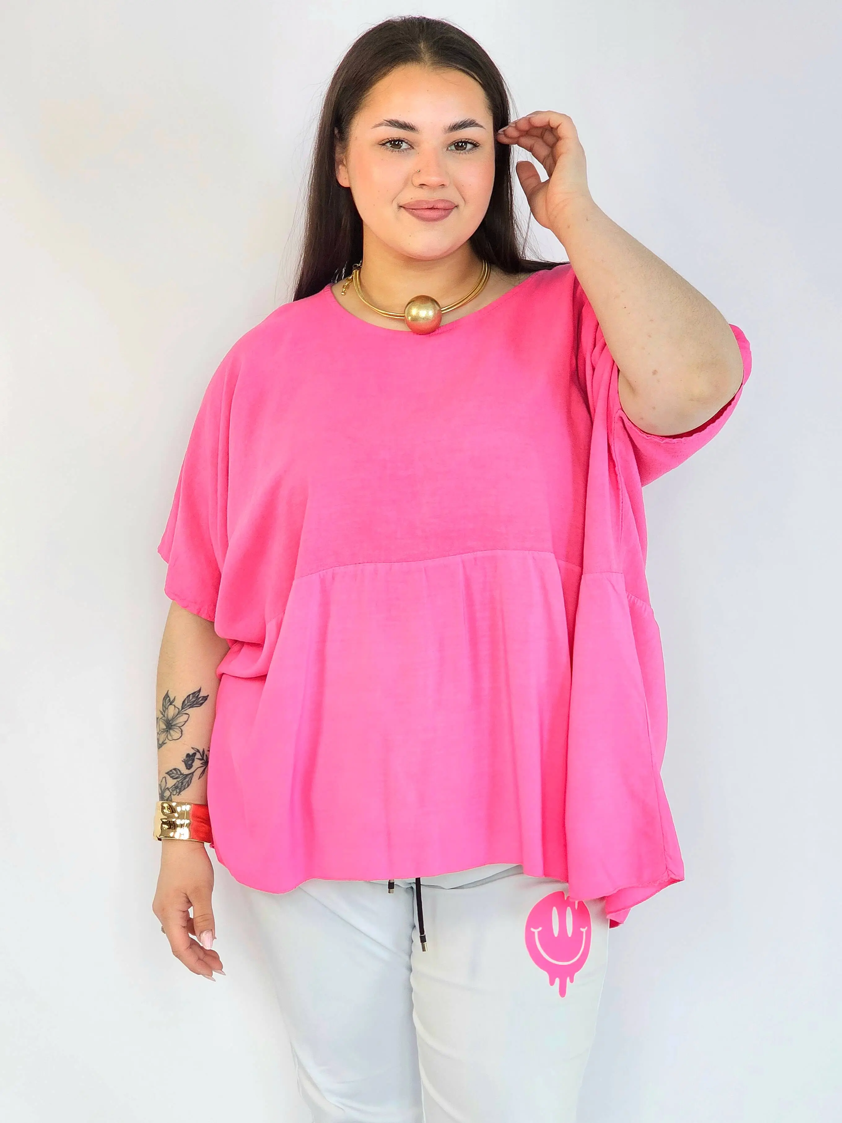 Bluzka plus size oversize różowa – luźna bluzka XXL damska - Image 2