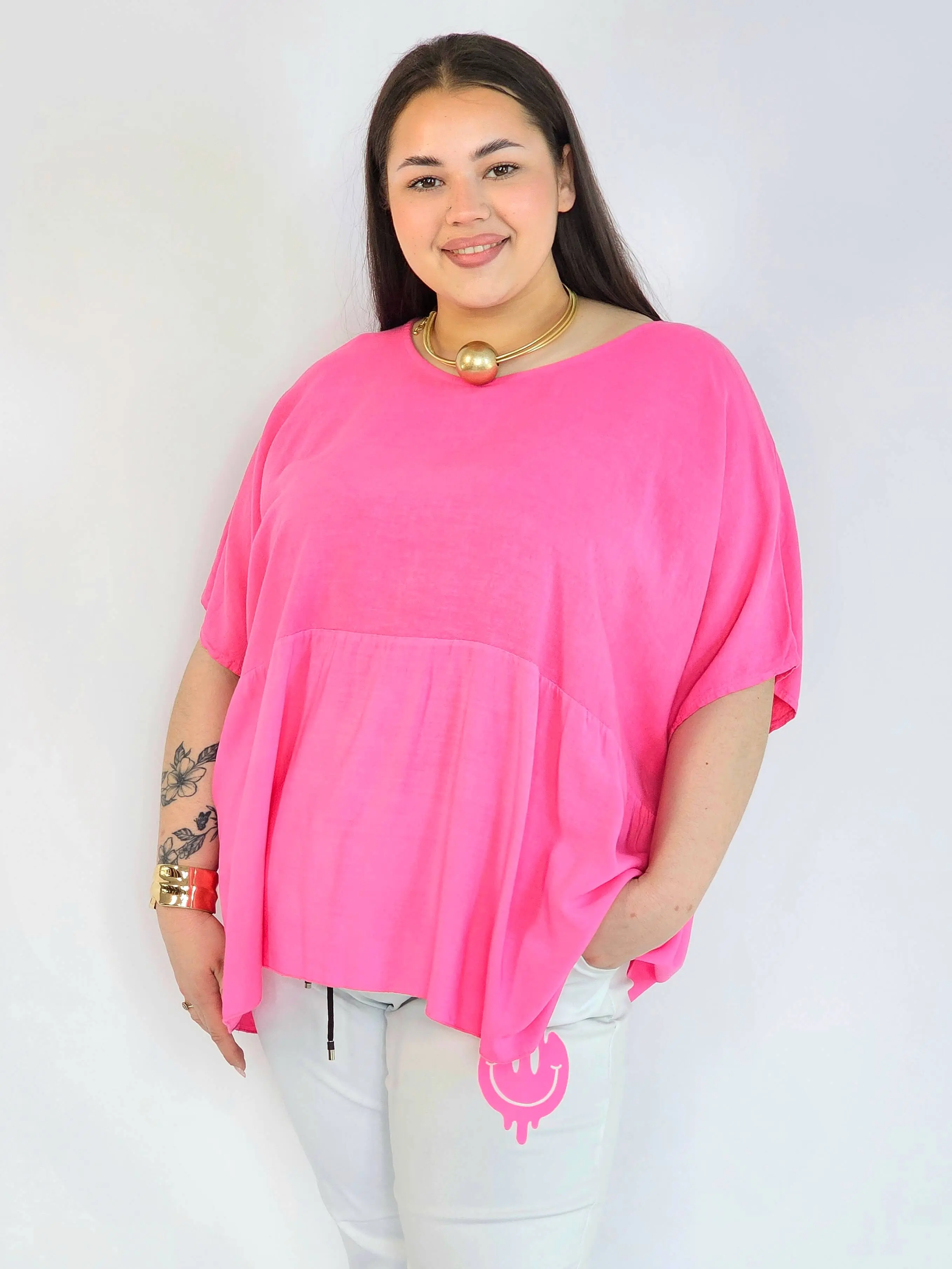 Bluzka plus size oversize różowa – luźna bluzka XXL damska - Image 3