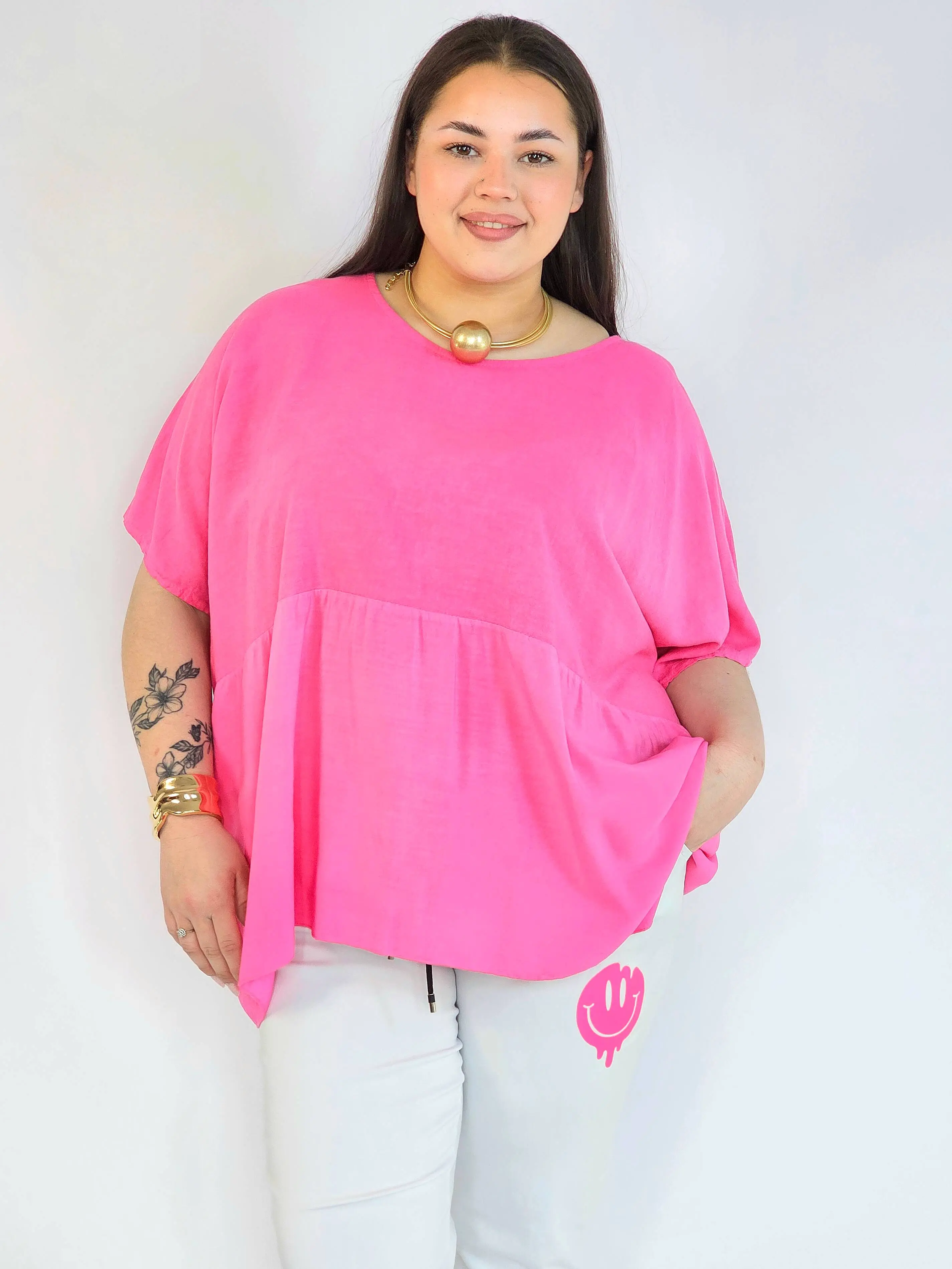 Bluzka plus size oversize różowa – luźna bluzka XXL damska - Image 4