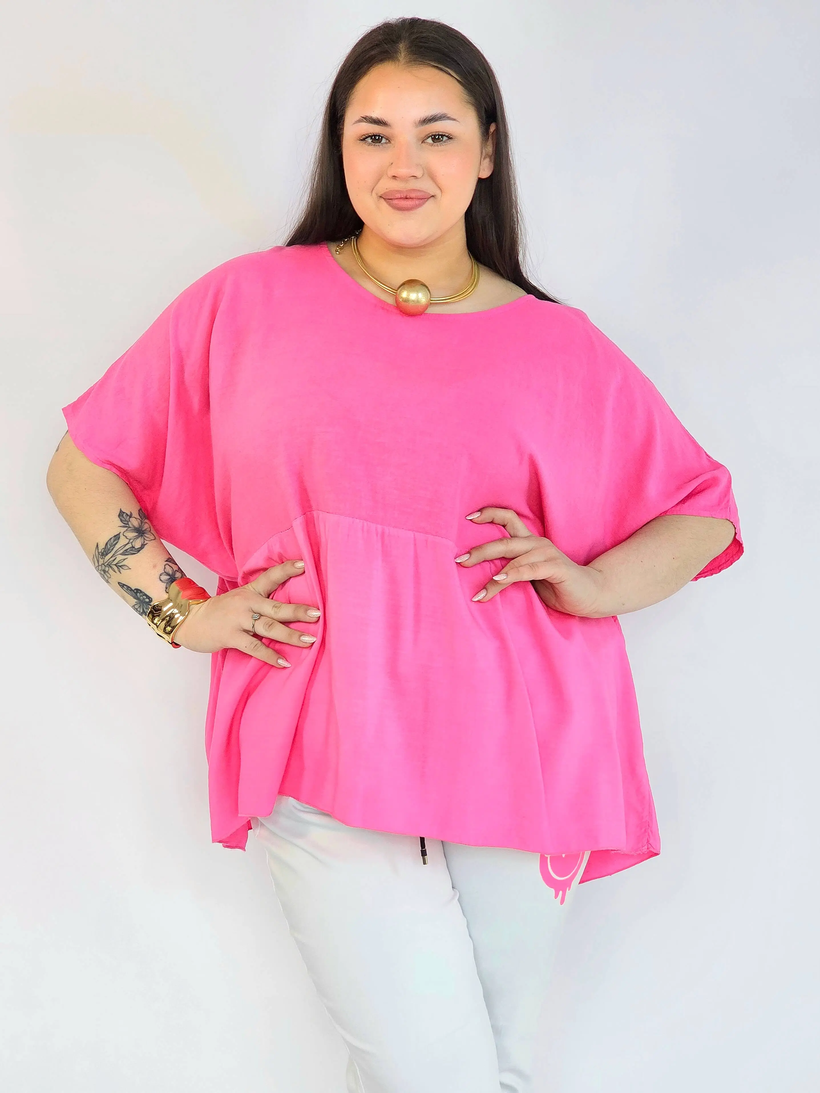 Bluzka plus size oversize różowa – luźna bluzka XXL damska - Image 5