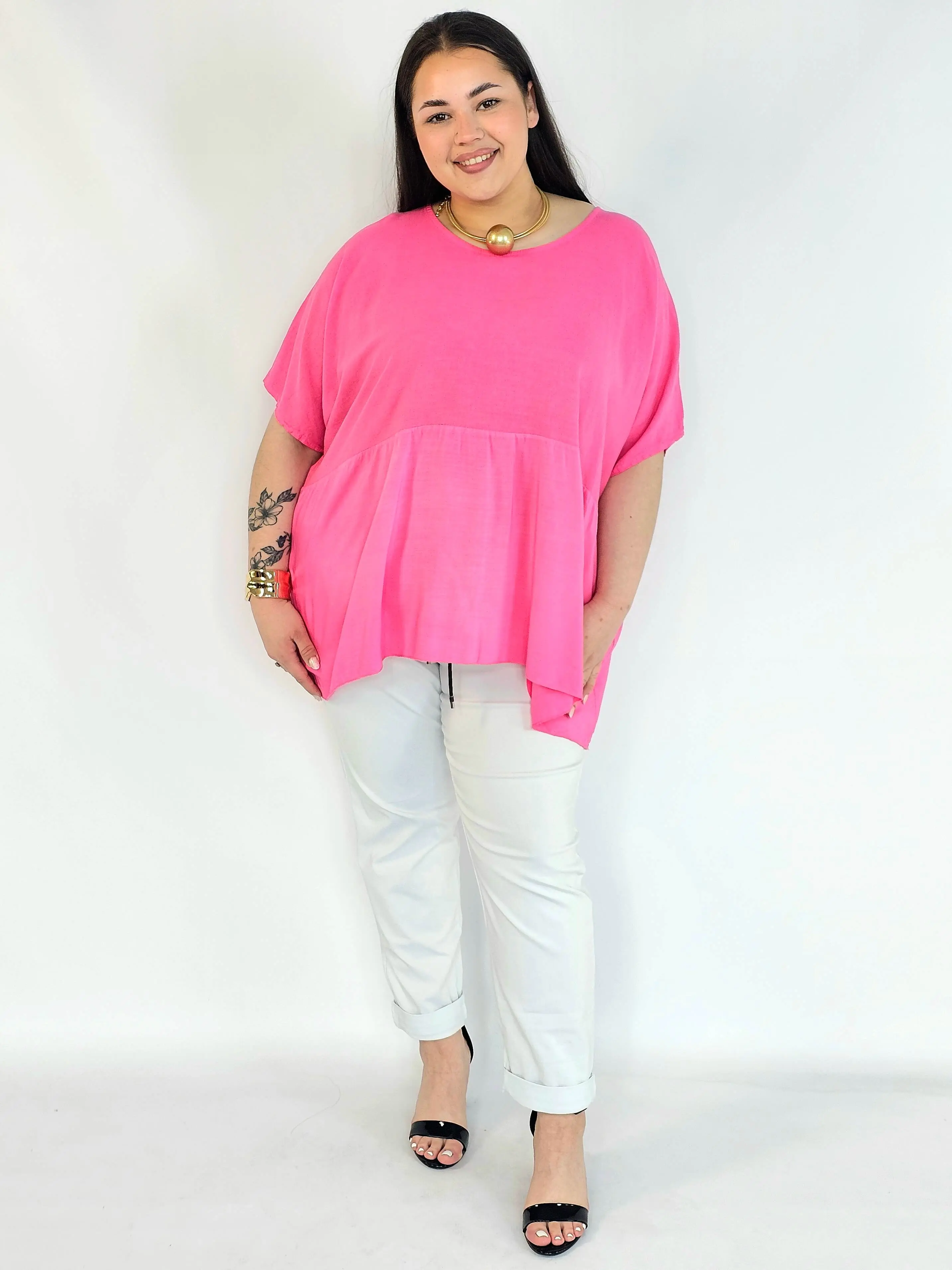 Bluzka plus size oversize różowa – luźna bluzka XXL damska - Image 6