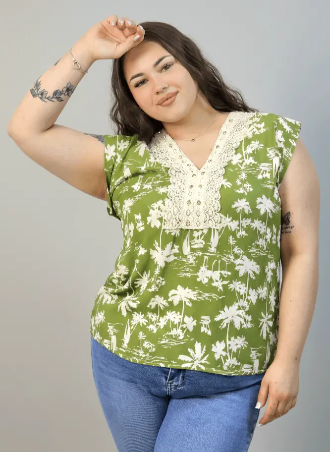 Bluzka plus size z dekoltem V i koronkową aplikacją - Image 19