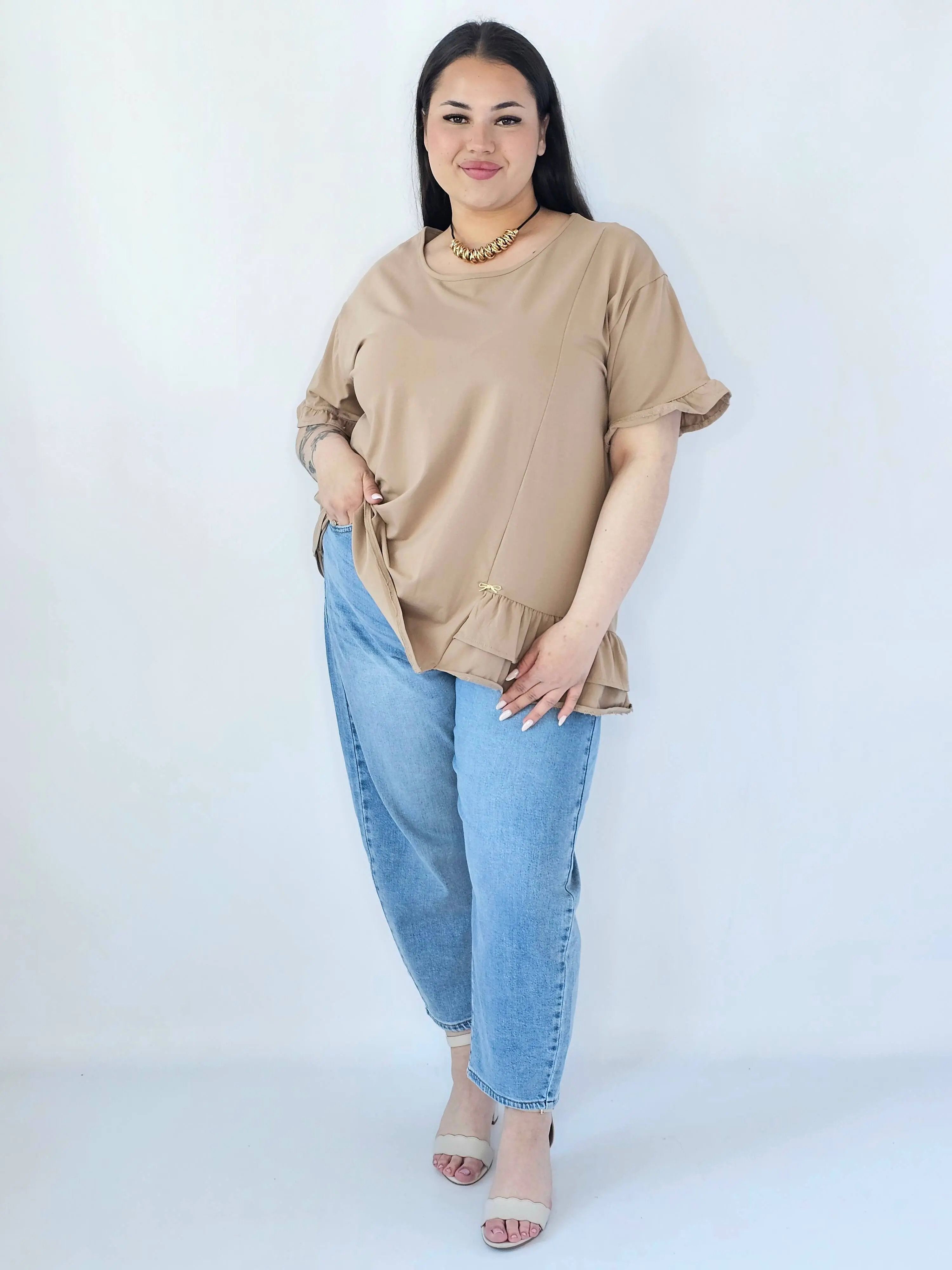 Bluzka Plus Size Z Falbanką I Ozdobnym Wykończeniem - Image 10
