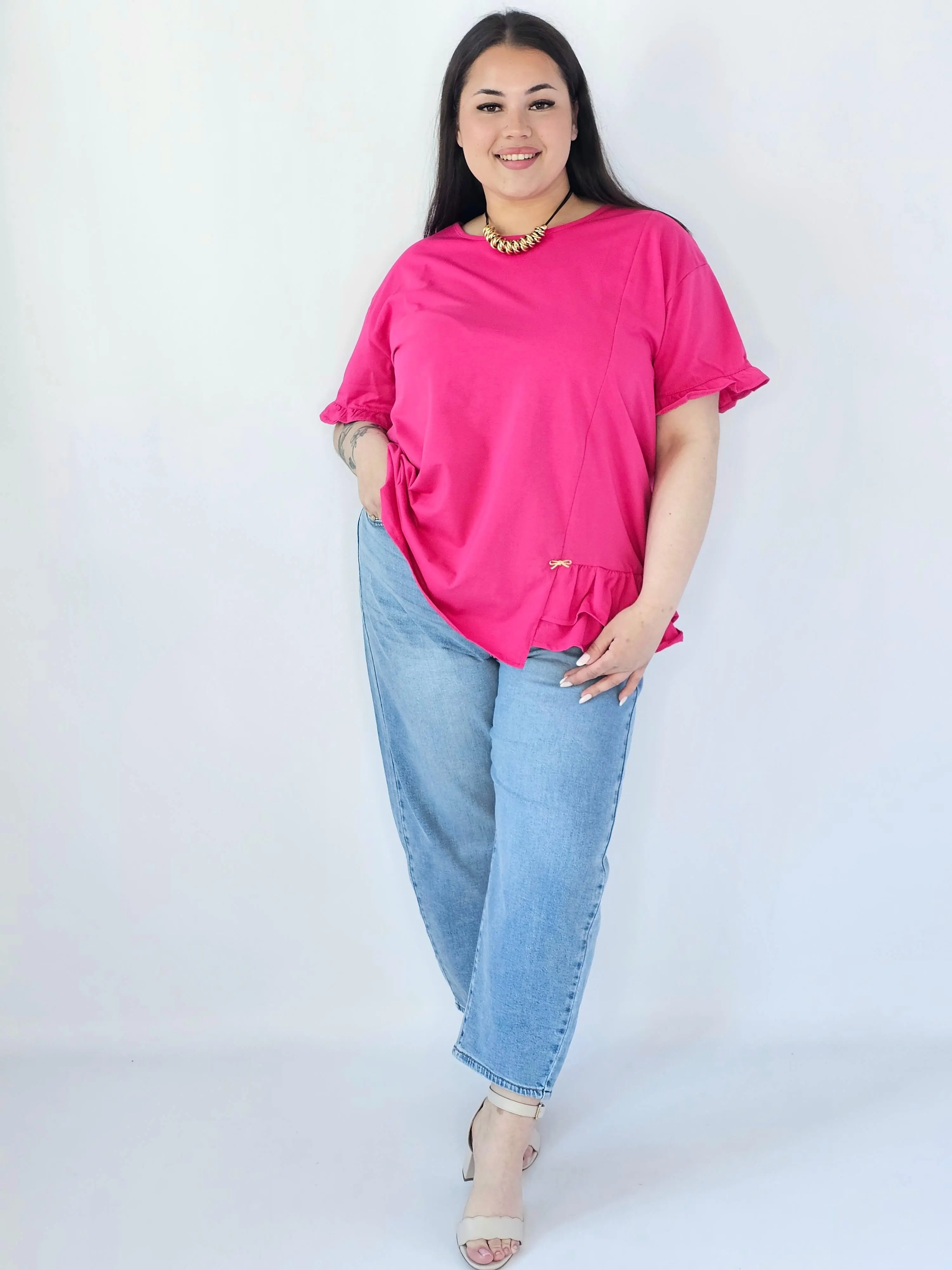 Bluzka Plus Size Z Falbanką I Ozdobnym Wykończeniem - Image 21