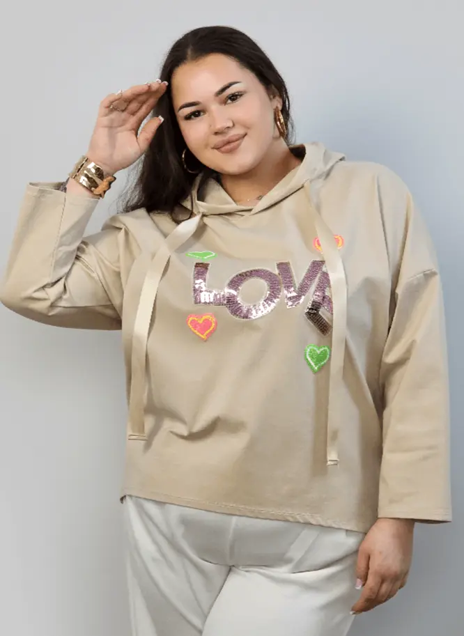 Bluzka plus size z kapturem LOVE – modna bluzka XXL - Image 4