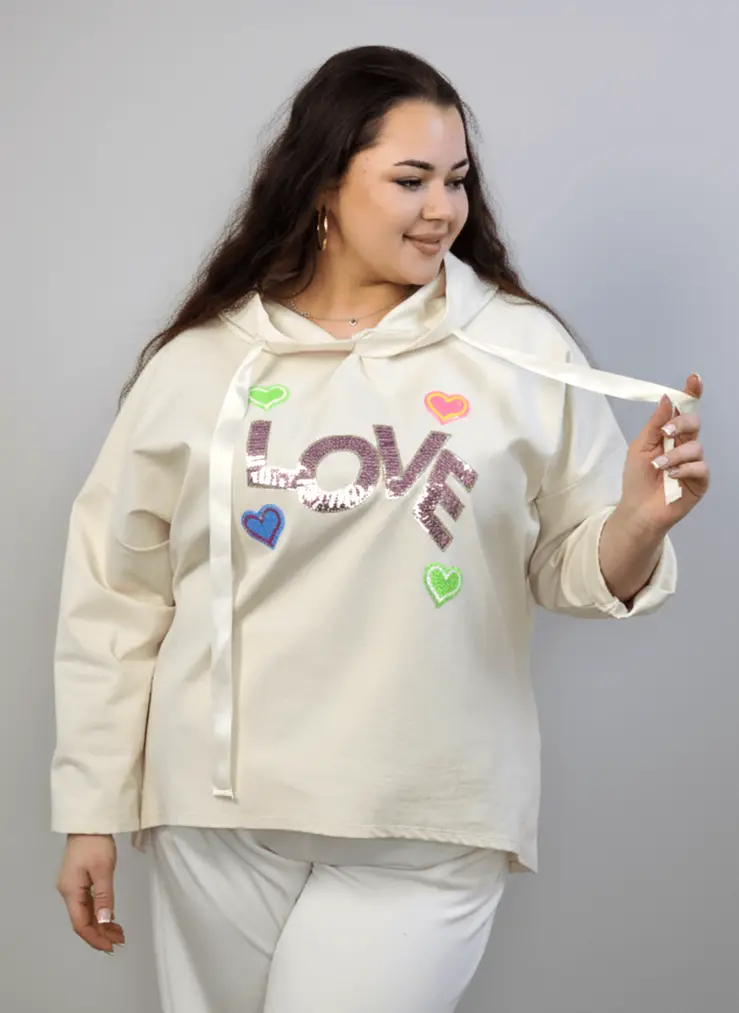 Bluzka plus size z kapturem LOVE – modna bluzka XXL - Image 8