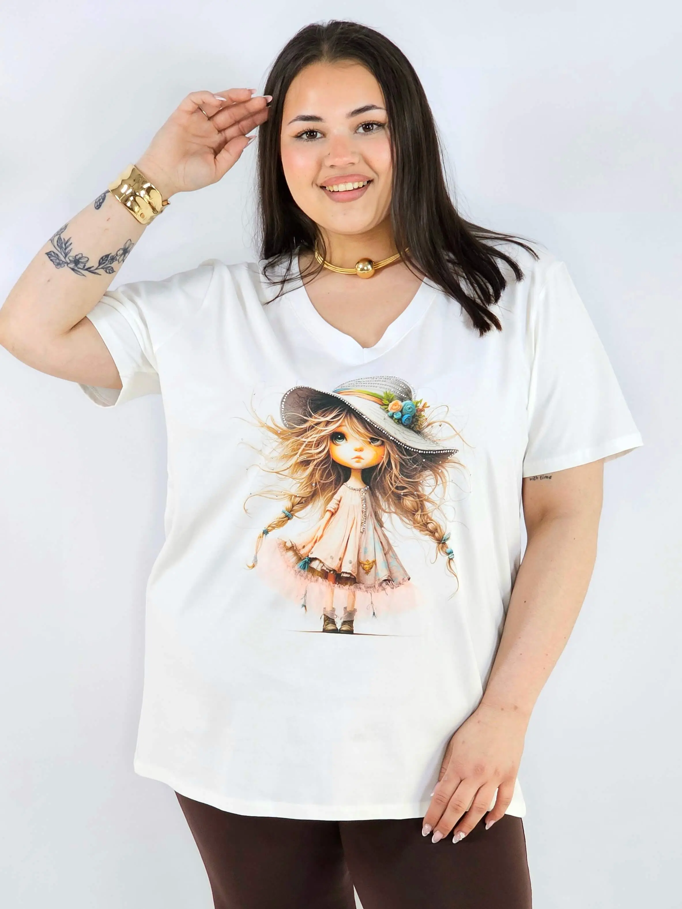 Bluzka plus size z nadrukiem dziewczynki XXL – uroczy styl i wygoda