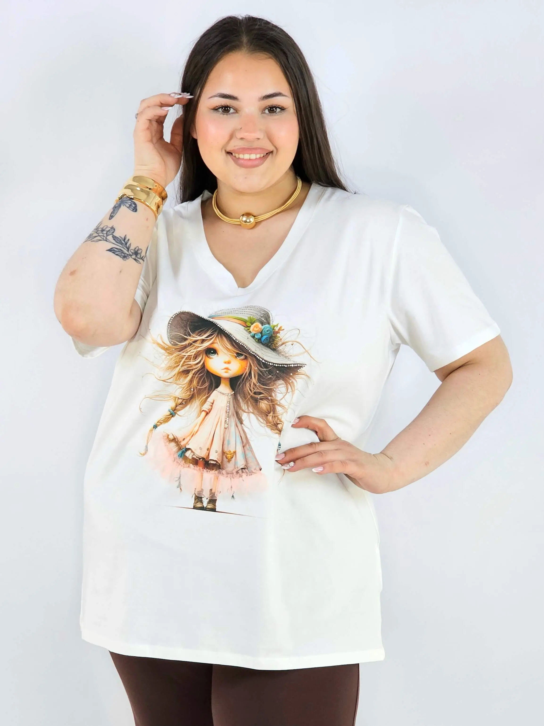 Bluzka plus size z nadrukiem dziewczynki XXL – uroczy styl i wygoda - Image 2