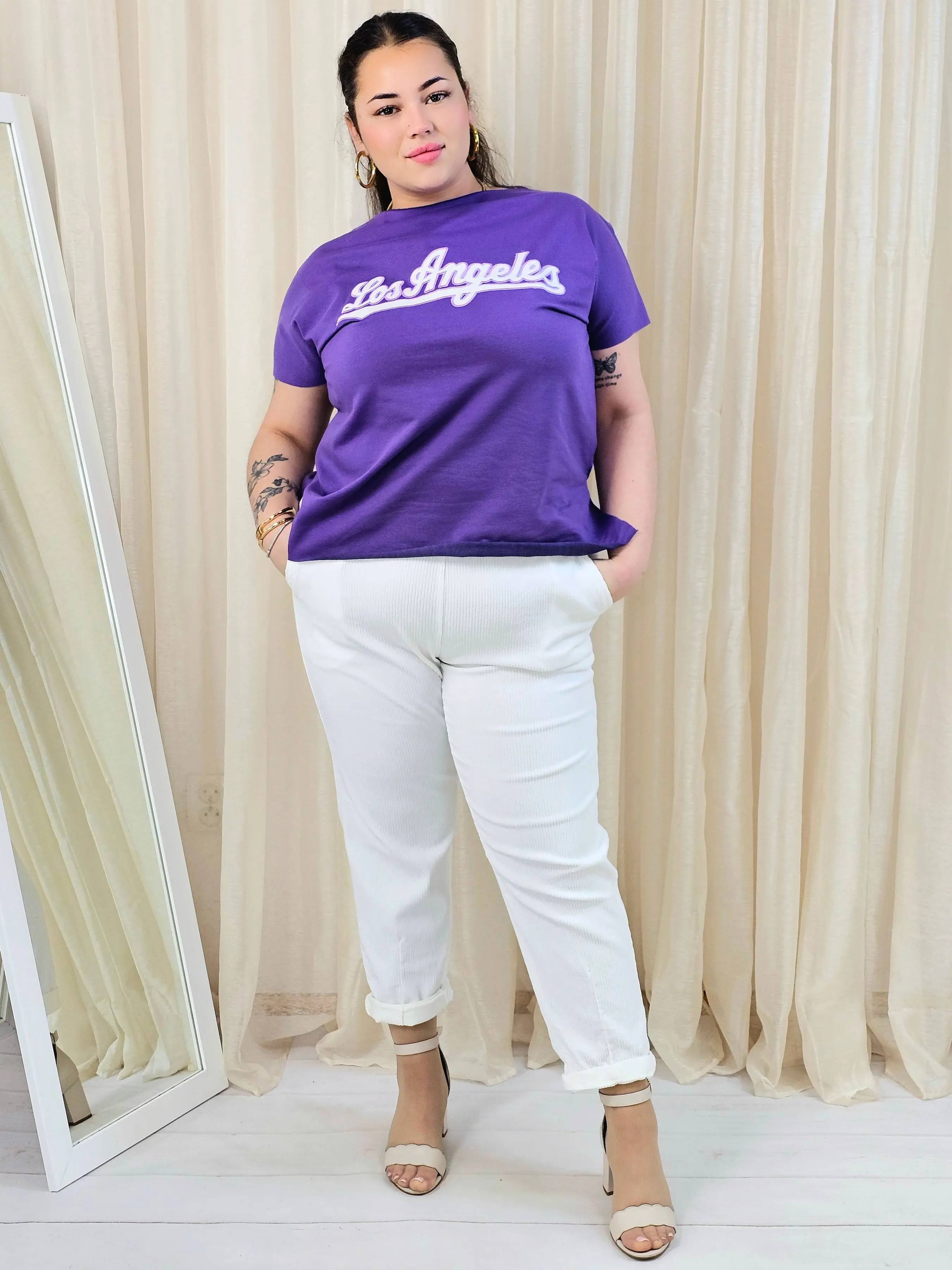 Bluzka plus size z napisem Los Angeles – modna koszulka damska XXL - Image 4