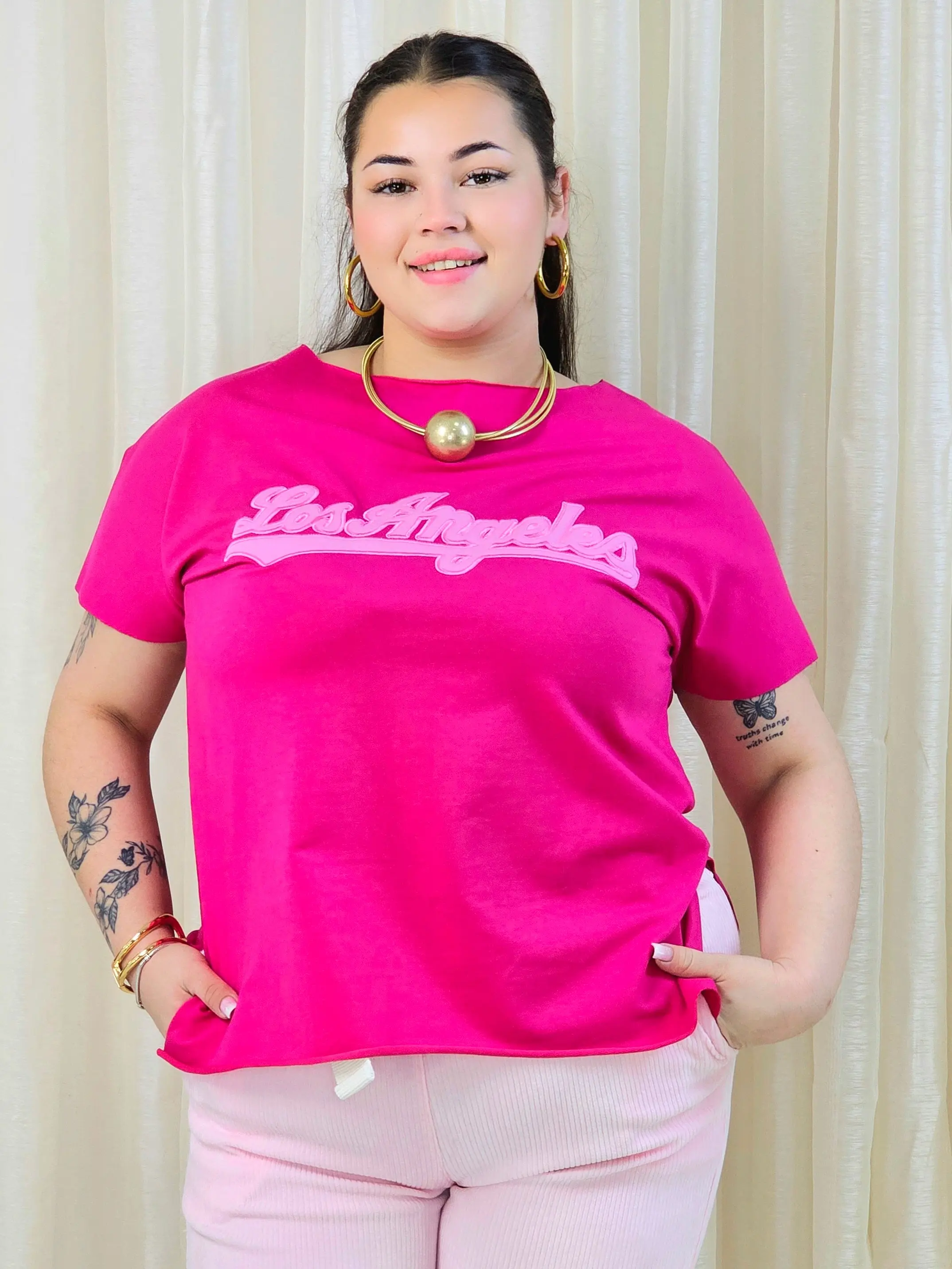 Bluzka plus size z napisem Los Angeles – modna koszulka damska XXL - Image 5