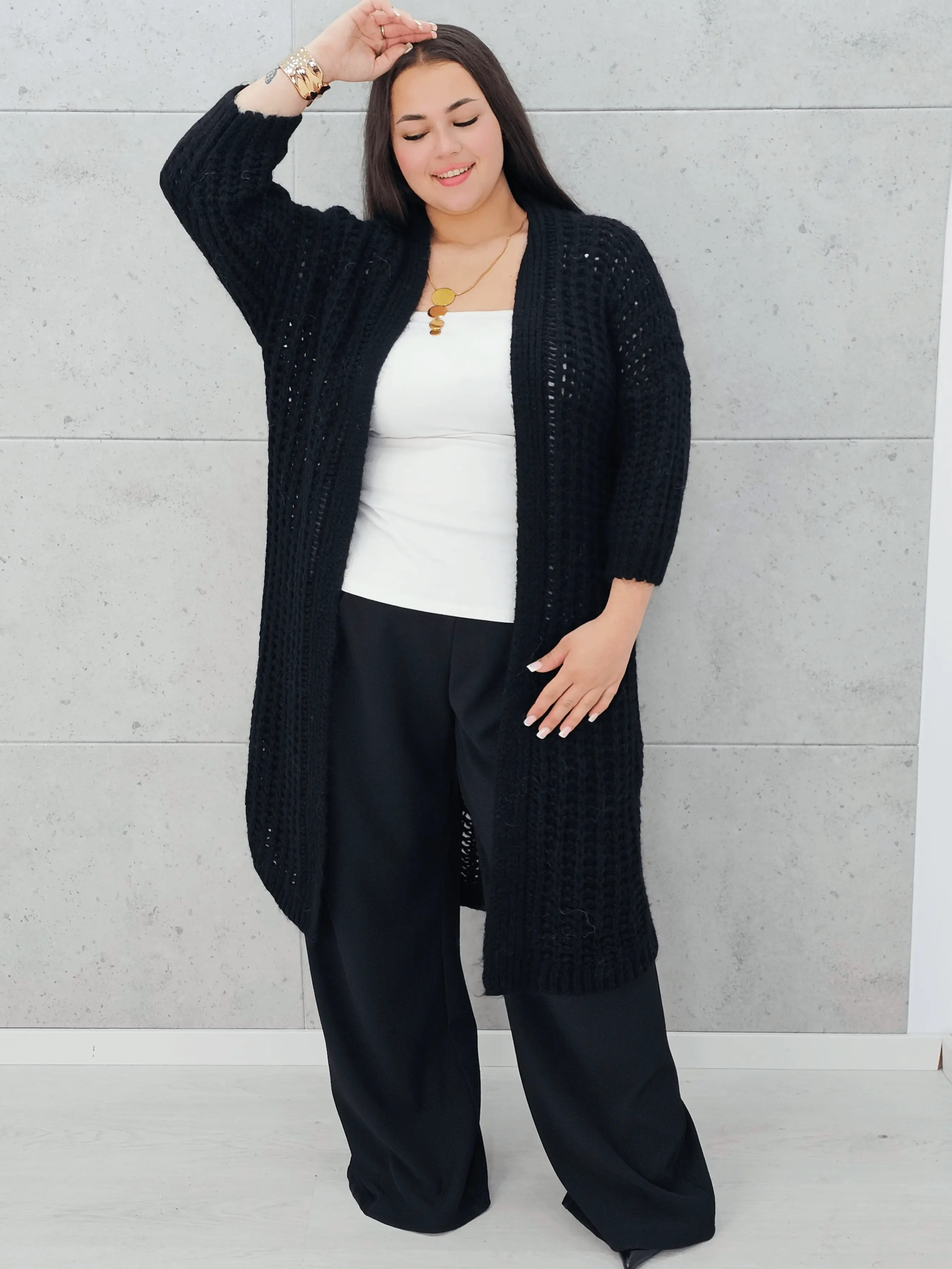 Długi kardigan plus size – modny, ciepły i wygodny sweter dla każdej kobiety - Image 12
