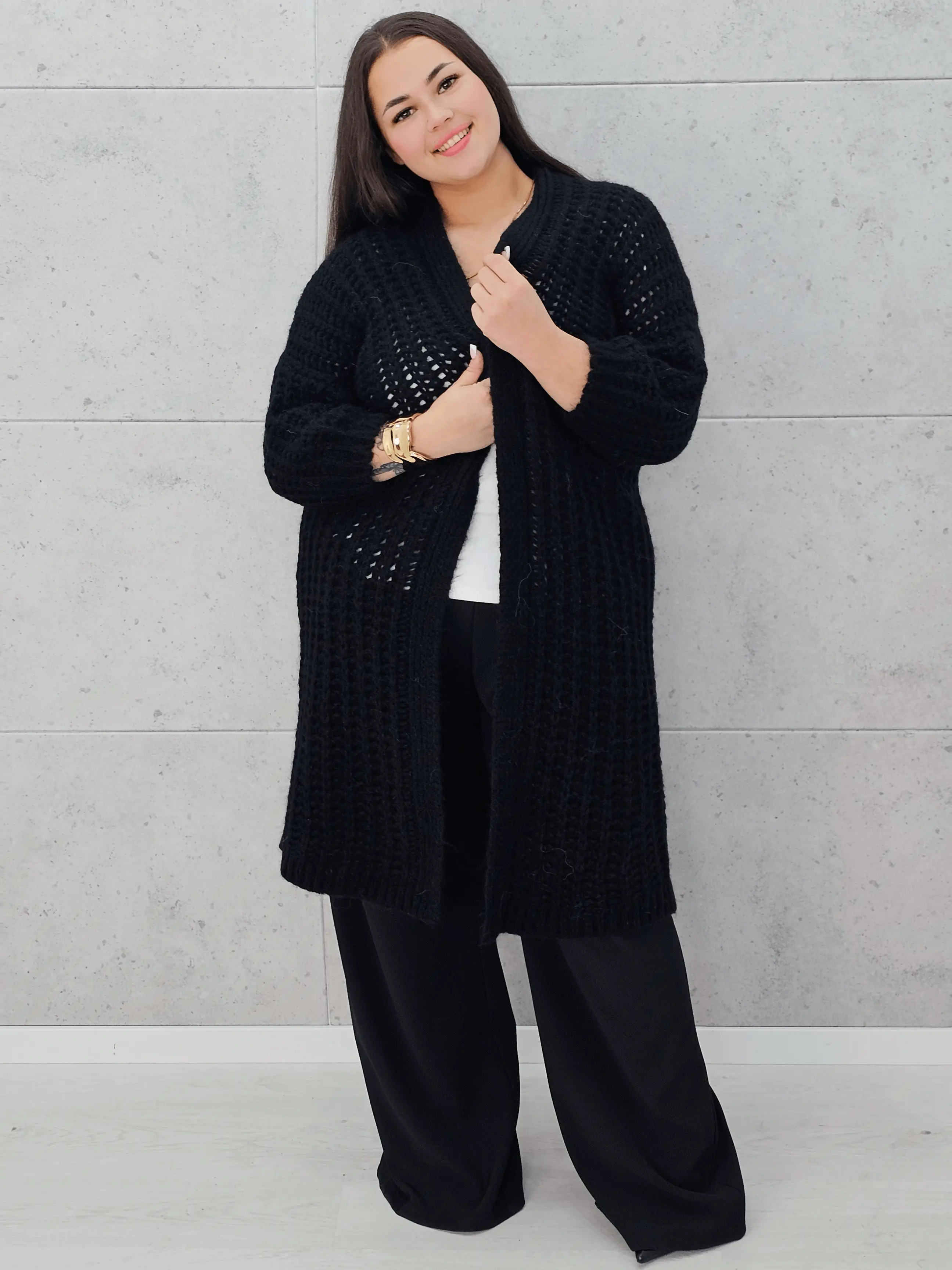 Długi kardigan plus size – modny, ciepły i wygodny sweter dla każdej kobiety - Image 13