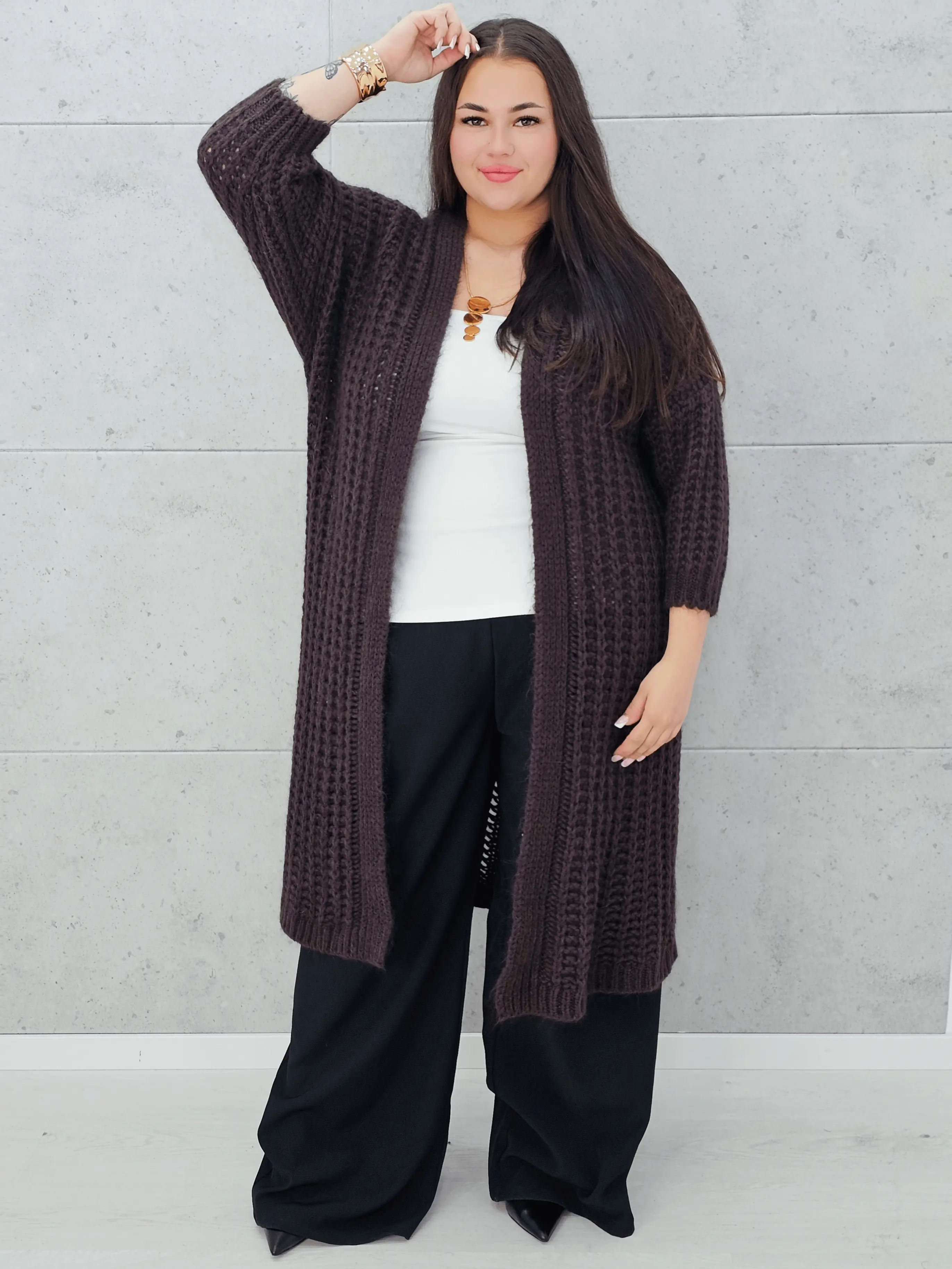 Długi kardigan plus size – modny, ciepły i wygodny sweter dla każdej kobiety - Image 16